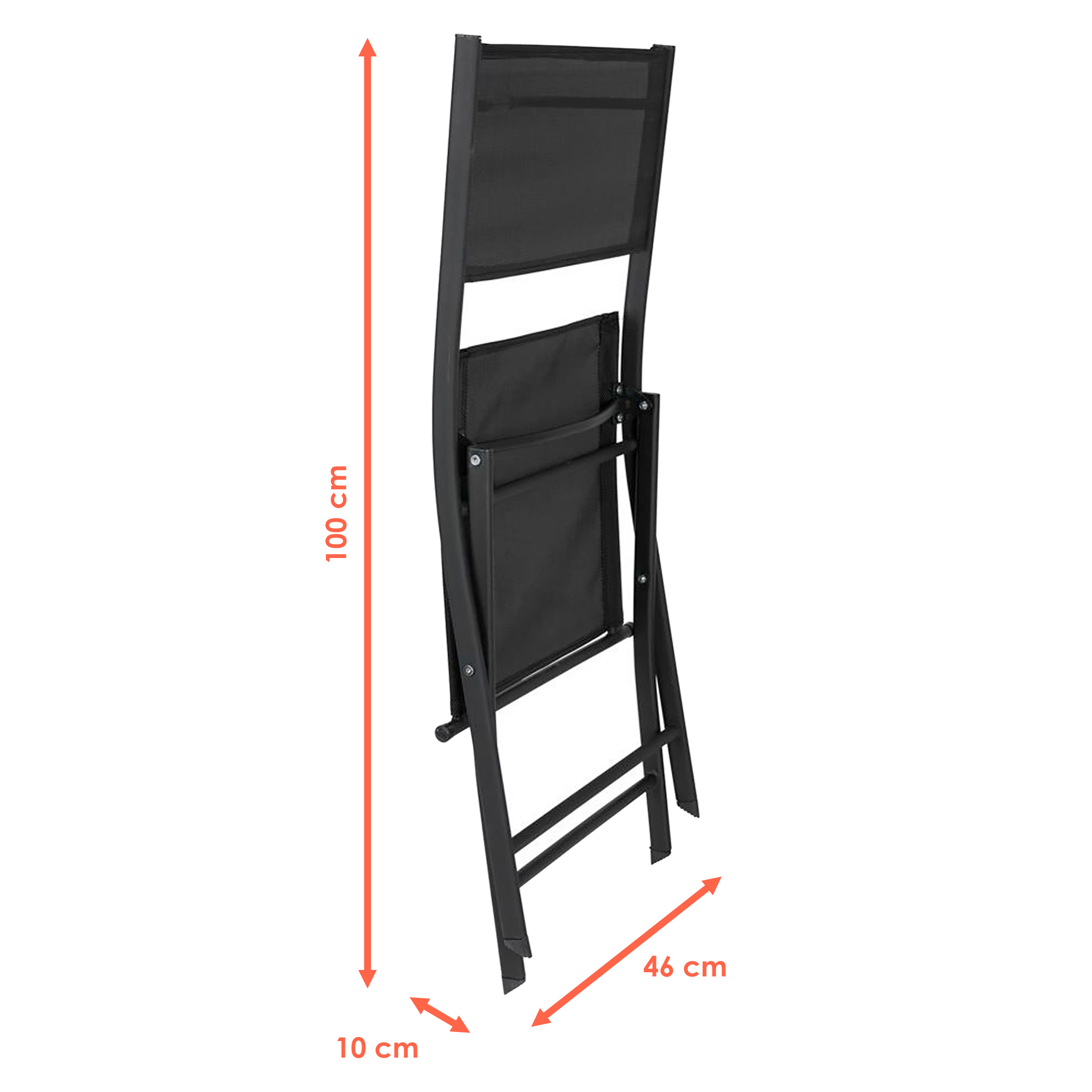 Balkon Klappstuhl schwarz - 83 x 55 cm