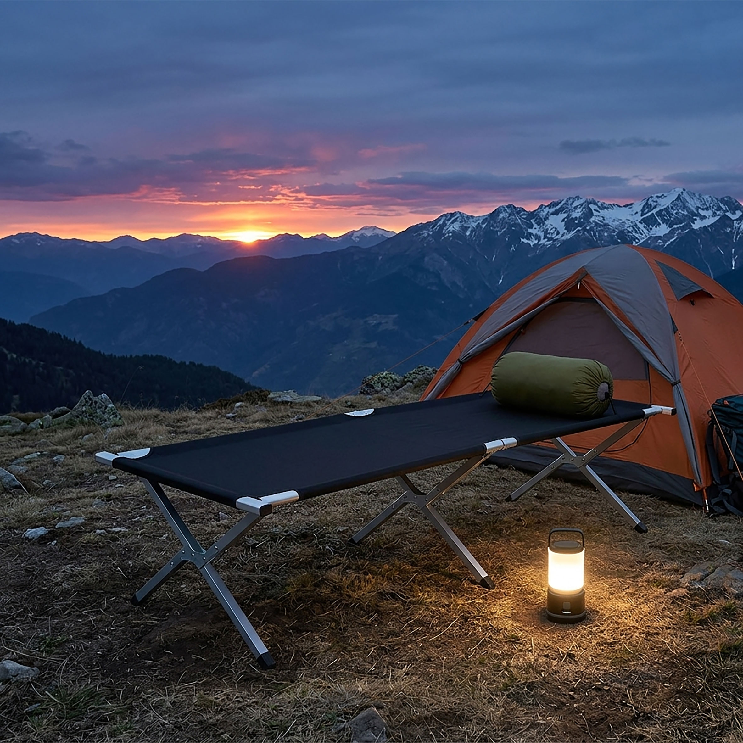 XXL Campingbett klappbar mit Tragetasche 190 x 64 cm - schwarz - Feldbett mit Belastbarkeit bis 120 kg