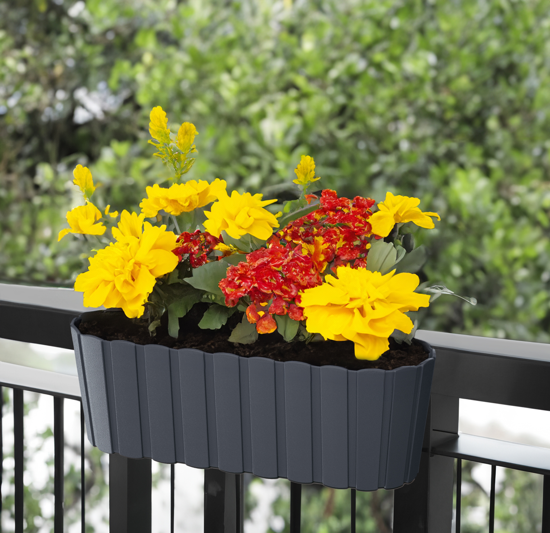 Balkon Blumenkasten mit Halterung 39 x 13 cm - 2er / 6er Set