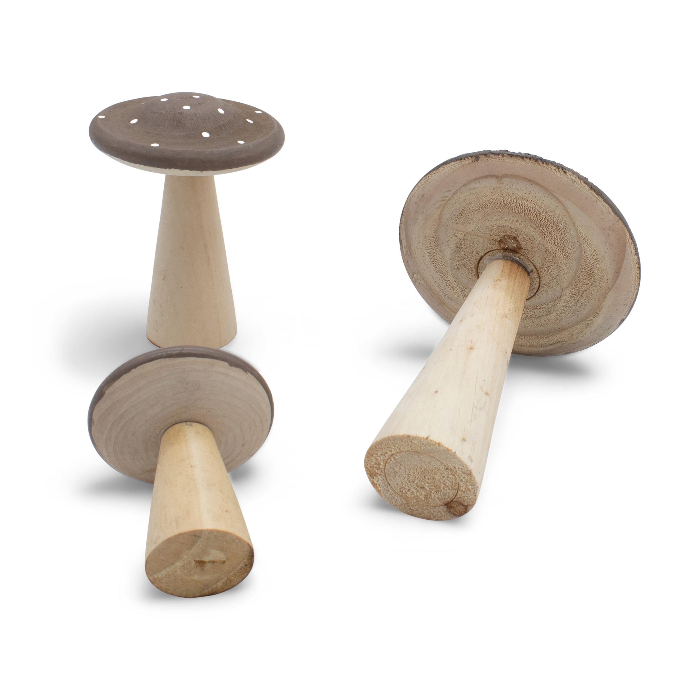 Holz Deko Pilz 3er Set zum Hinstellen - 14 / 10 / 7 cm