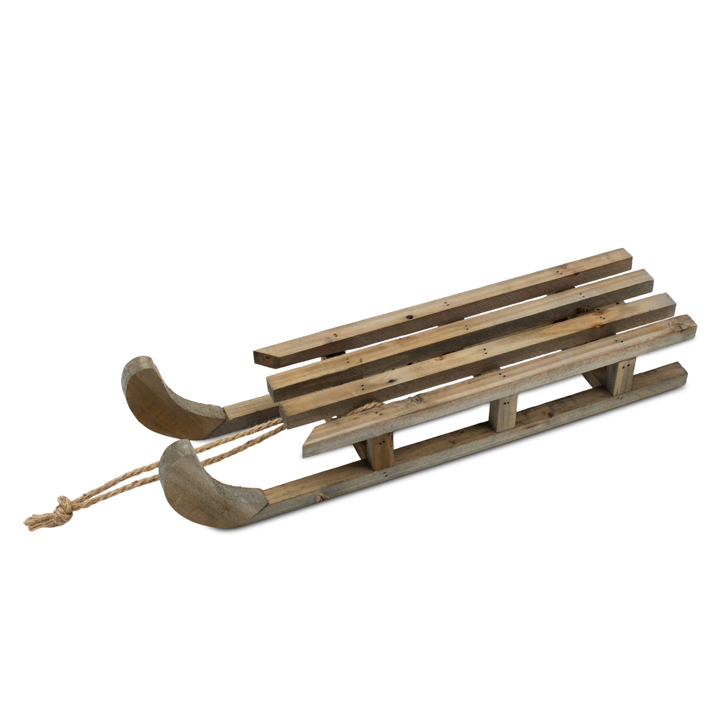 Dekoschlitten aus Holz natur mit Seil - 46 x 12 cm - Deko Holzschlitten mit Naturkordel