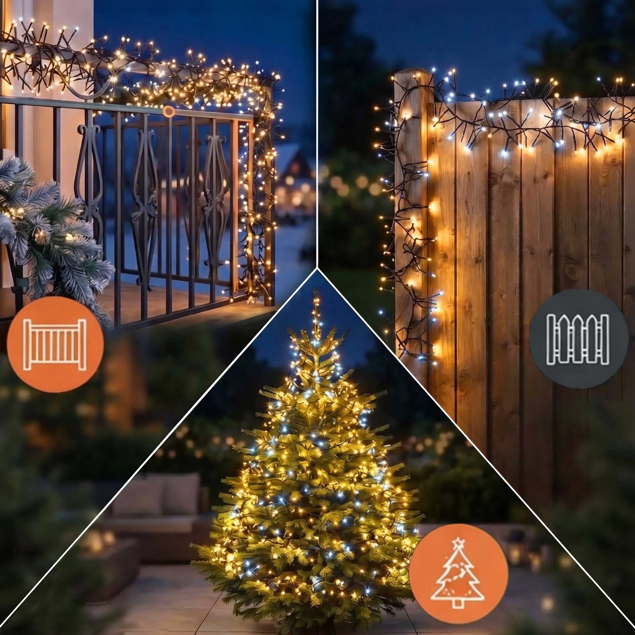 Büschel Lichterkette kalt & warm weiß Mix dimmbar mit Timer - 1512 LED - Weihnachtslichterkette 14 m mit Netzstecker für Außen und Innen