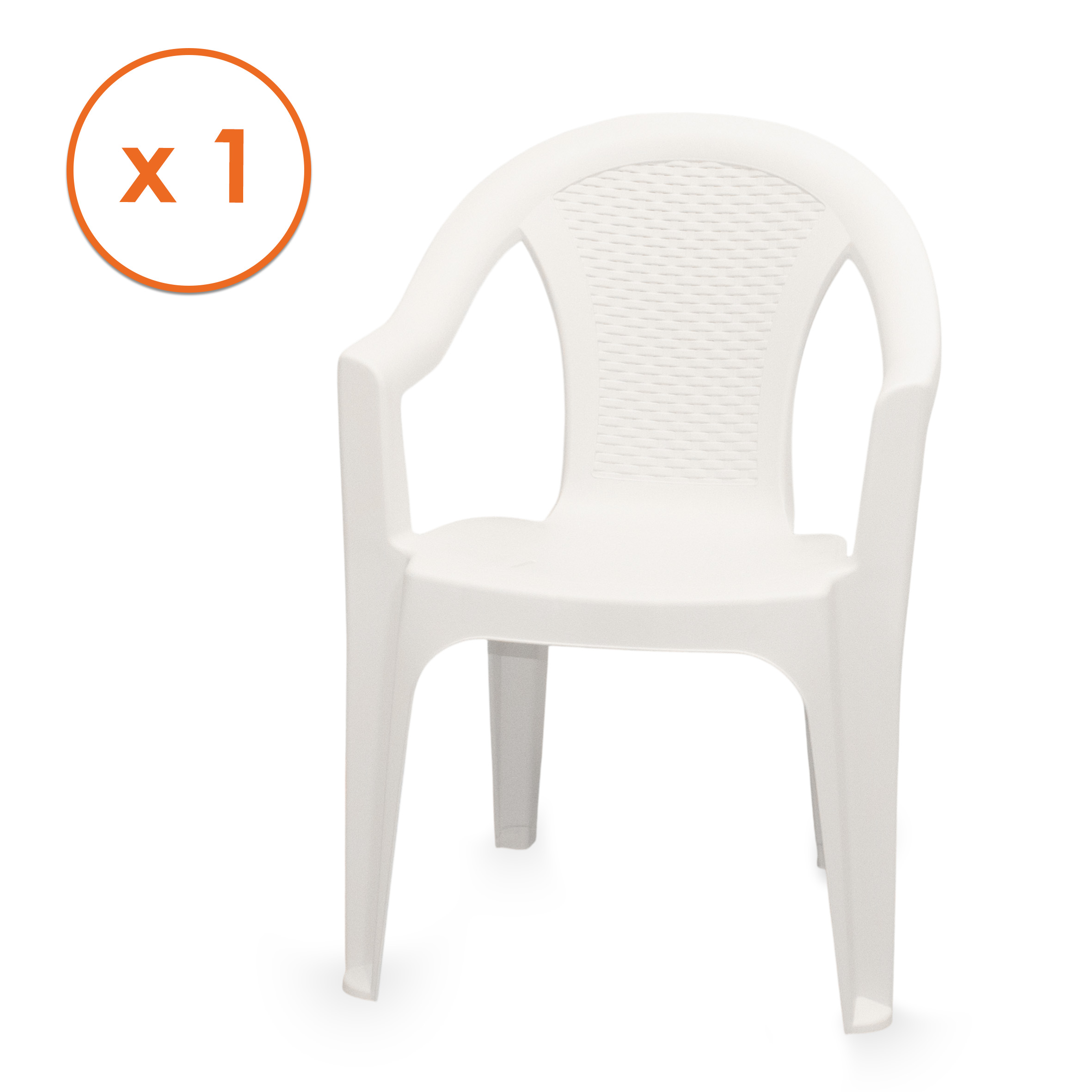 Gartenstuhl weiß in Rattan Optik ca. 82 cm x 55 cm x 52 cm, stapelbar - einzeln oder in 4er Set