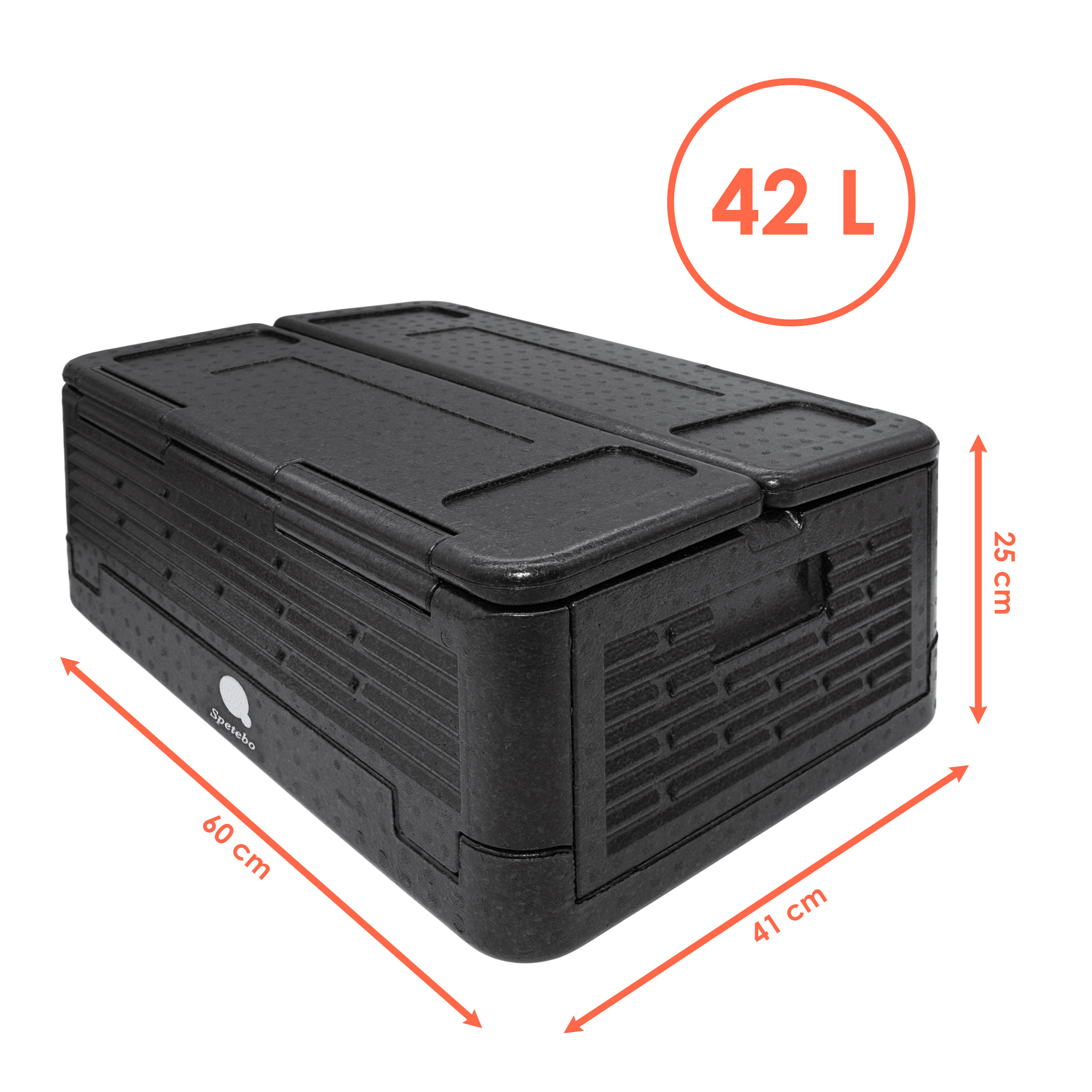 Thermobox faltbar schwarz zum Warmhalten und Kühlen - 42 L - Warmhaltebox für Essen klappbar 60 x 41 cm