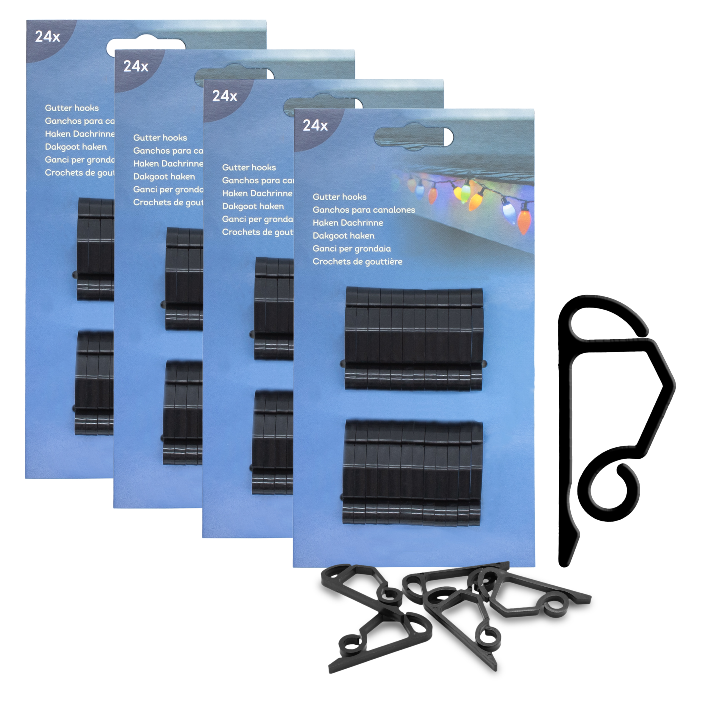 Dachrinnenhaken schwarz für Lichterketten - 96er Set - Dachrinnen Halterung für Deko Beleuchtung