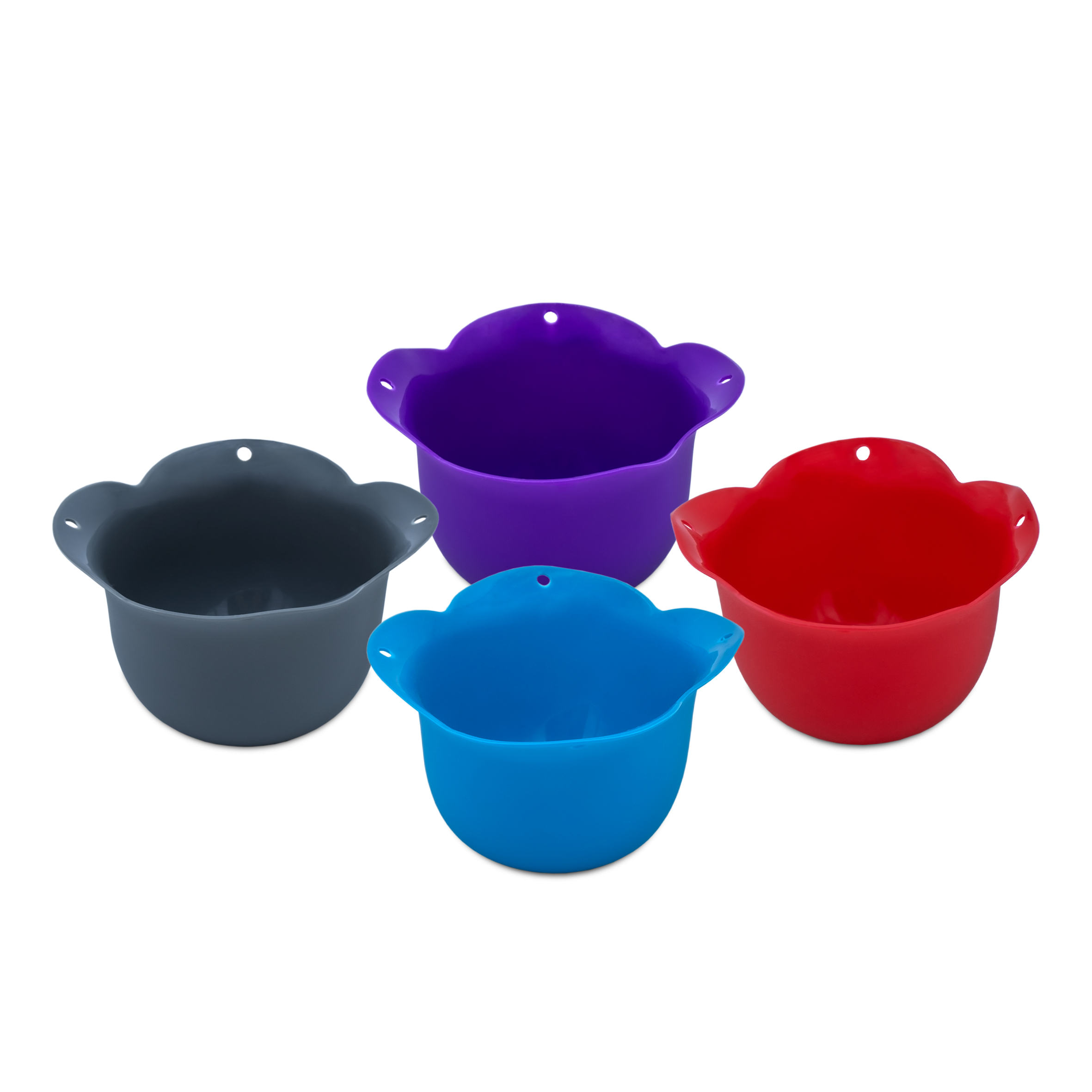Silikon Eierpochierbecher 4er Set bunt - 11 x 6 cm - Kunststoff Eierkocher antihaftbeschichtet