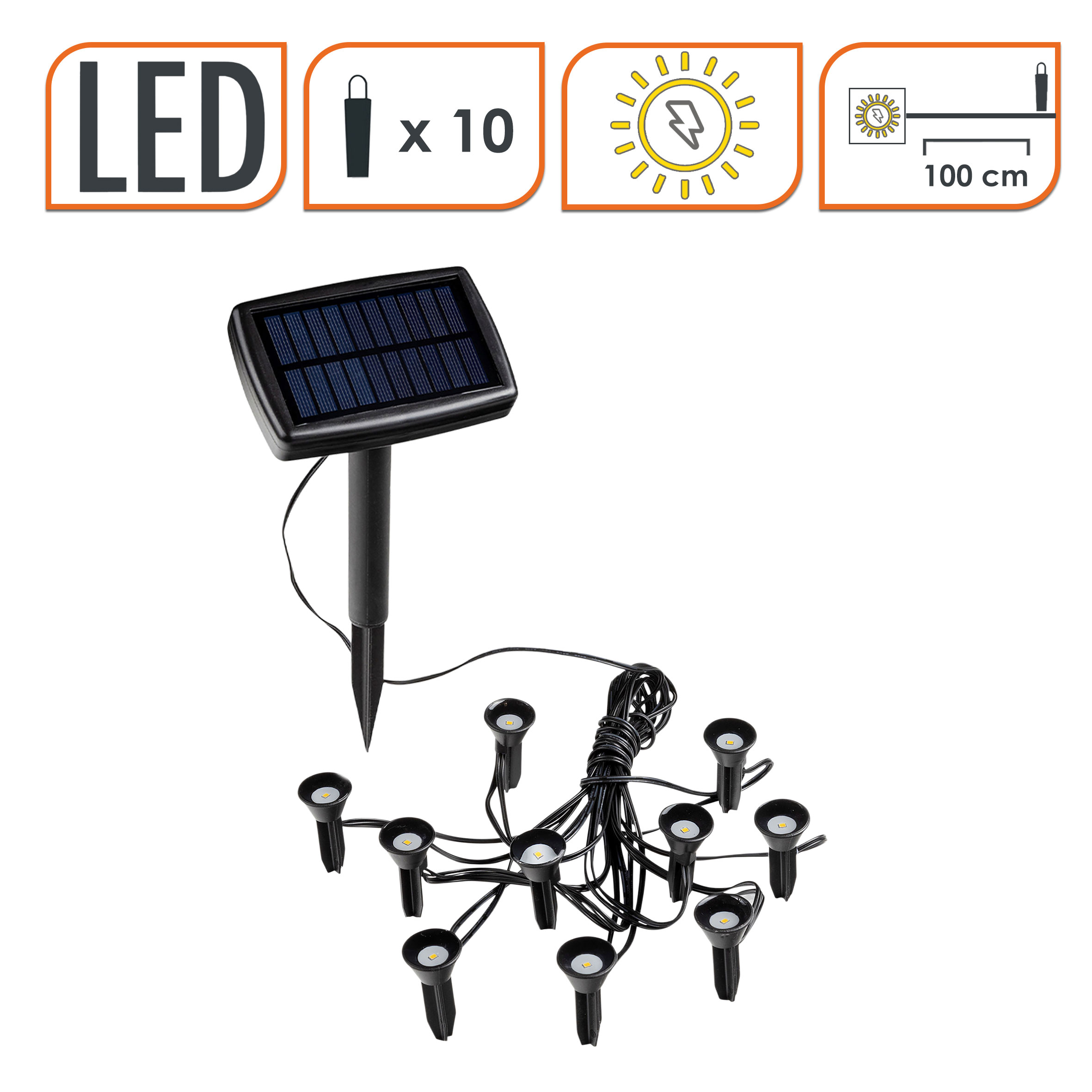 LED Solar Pflanzenstrahler klein - 10er Set - Mini Gartenstrahler warm weiß - Garten Deko Beleuchtung