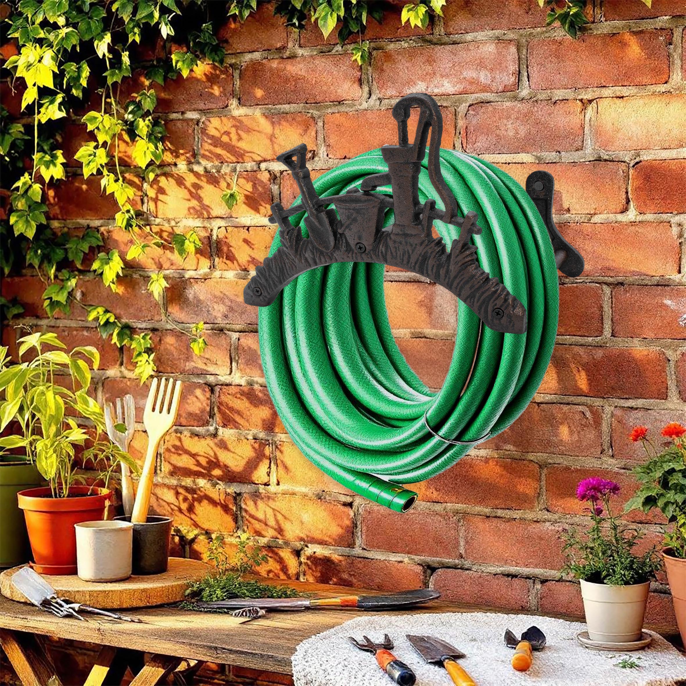 Gusseisen Schlauchhalter - 27x19 cm - Garten Schlauchhalterung Wand Halterung