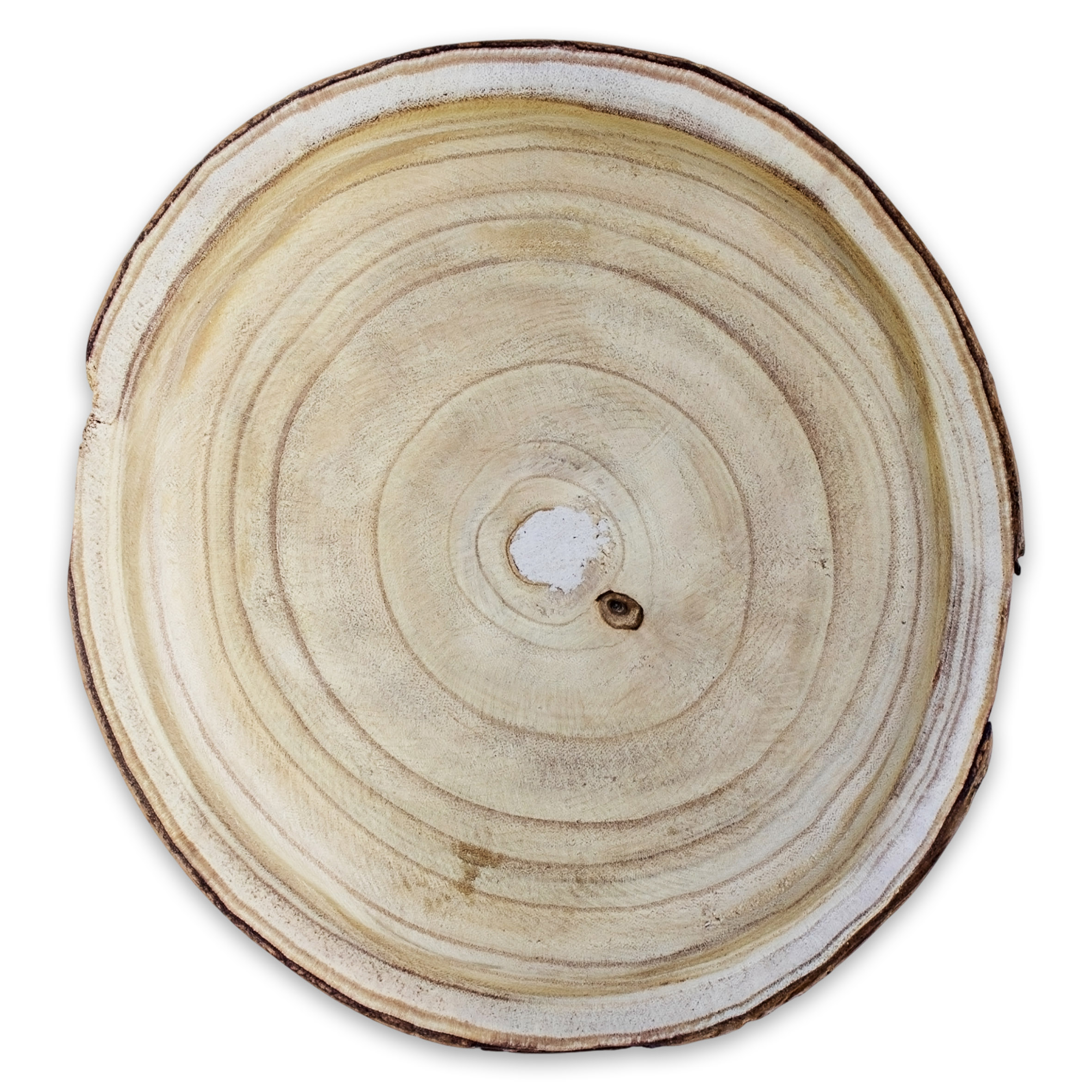 Echtholz Baumscheibe mit gefräster Vertiefung - 28-30 cm - Holzscheibe mit Rinde zum Dekorieren