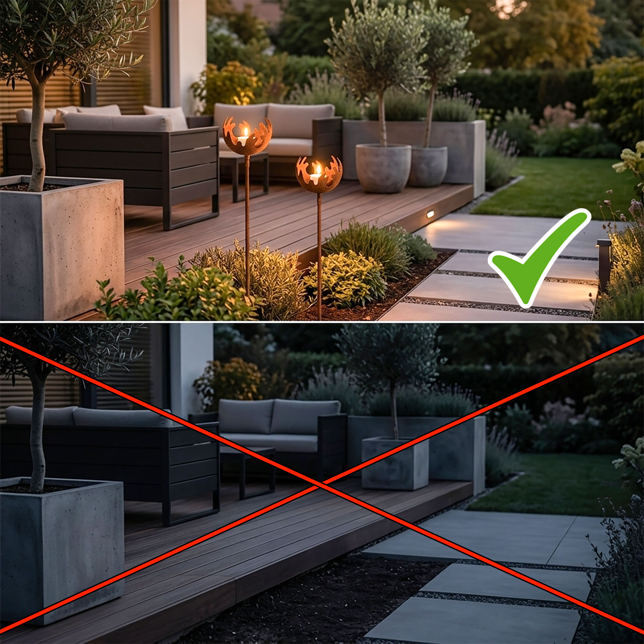 Metall Gartenstecker Naturrost Feuerball - 2 Größen / einzeln oder im 2er Set - Rost Windlicht mit Erdspieß