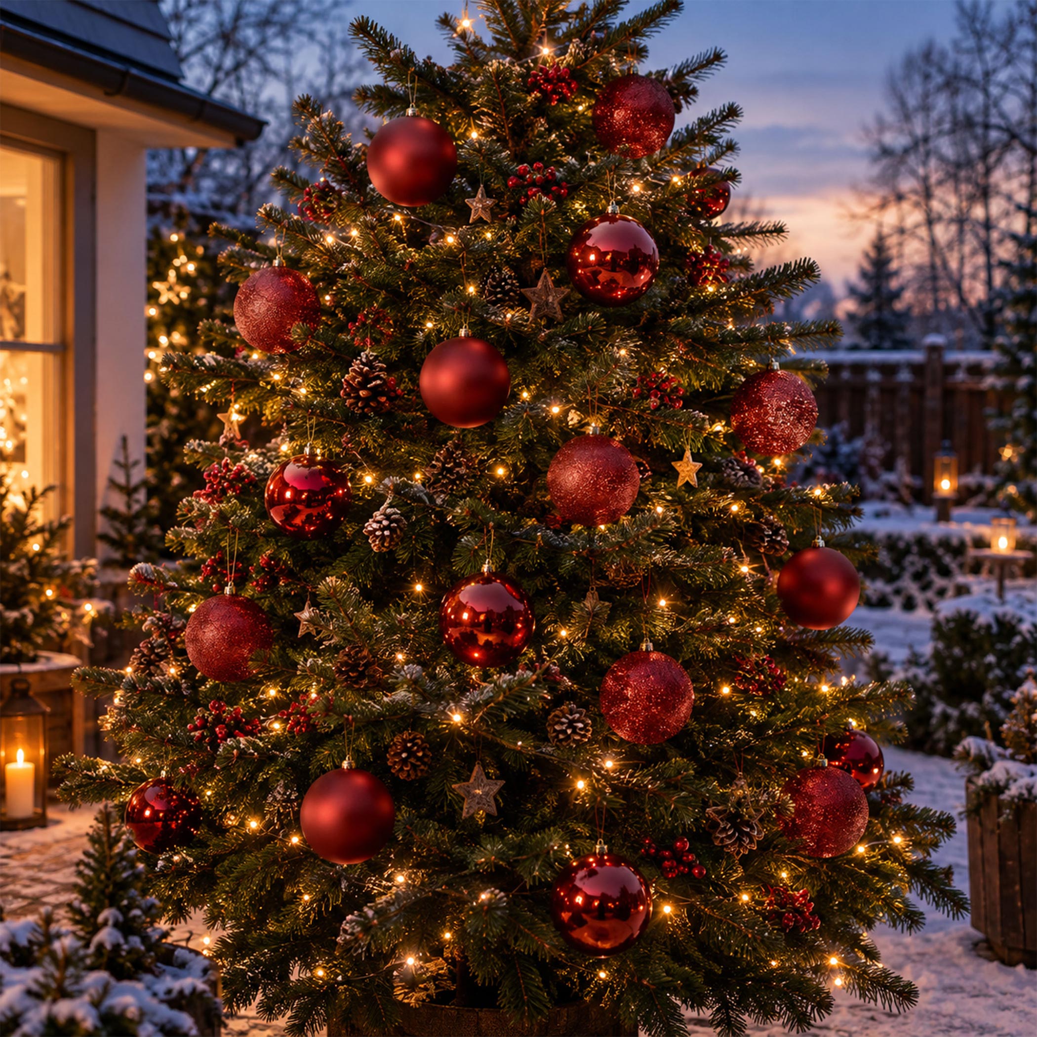 XL Kunststoff Christbaumkugeln 20 cm rot für Innen und Außen - 3er Set - Weihnachtsbaumkugeln extra groß je 1x in matt, glänzend und glitzernd