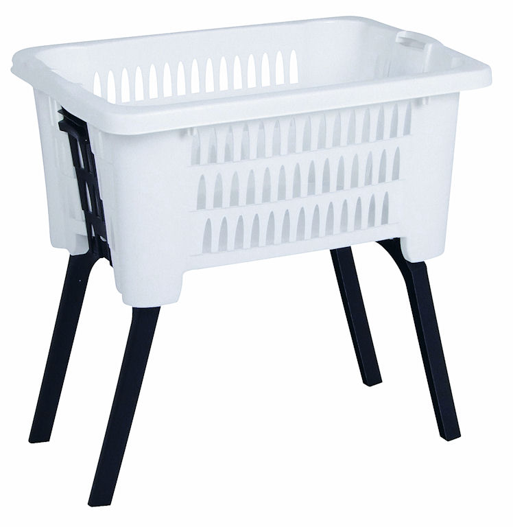 Wäschekorb mit klappbaren Füßen 60 x 40 cm - weiß oder schwarz - Kunststoff Stand Wäschebox 