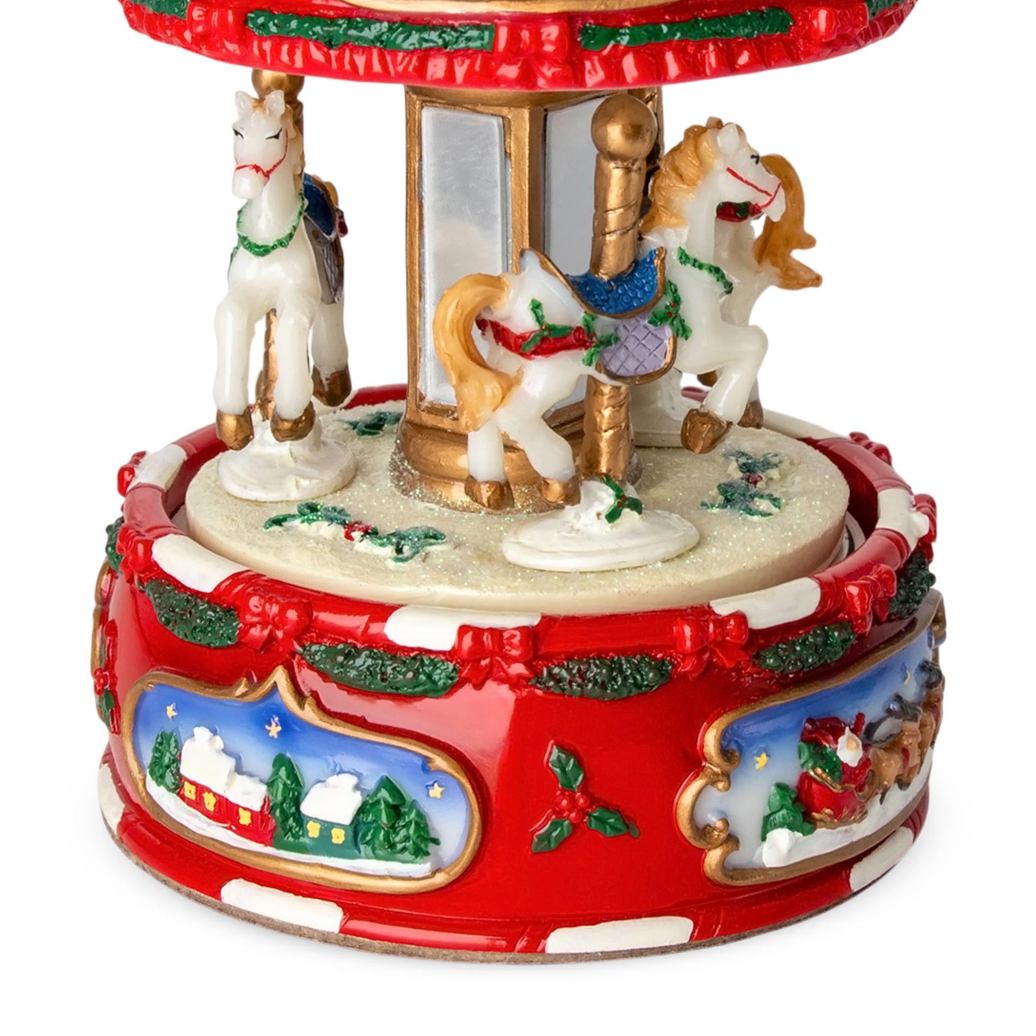Retro Spieluhr Karussell "Jingle Bells" zum Aufziehen - 18 cm - Nostalgie Kinderkarussell drehend mit Musik