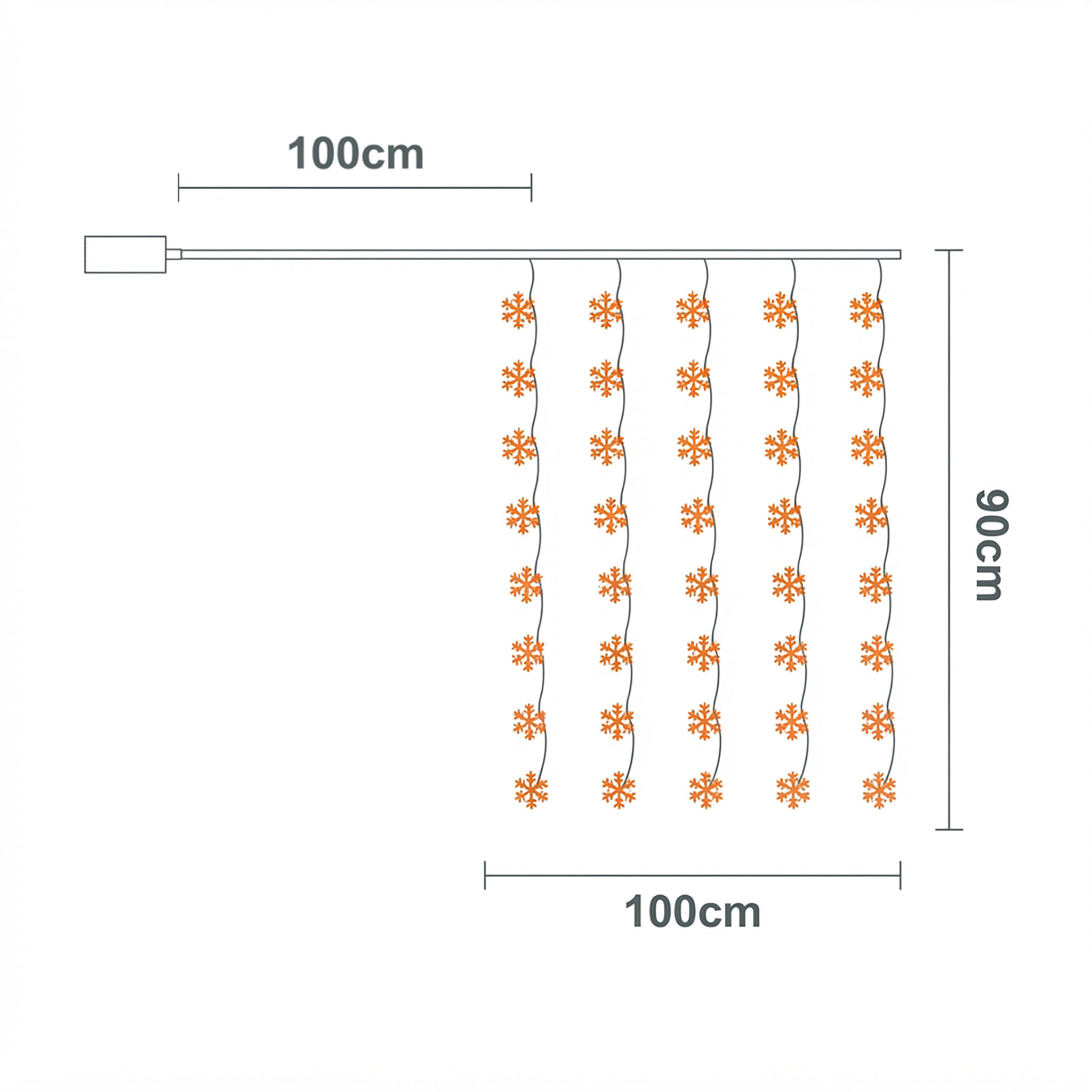 Schneeflocke Lichtervorhang - 40 LED / 100 cm - Weihnachten Fenster Deko mit Timer