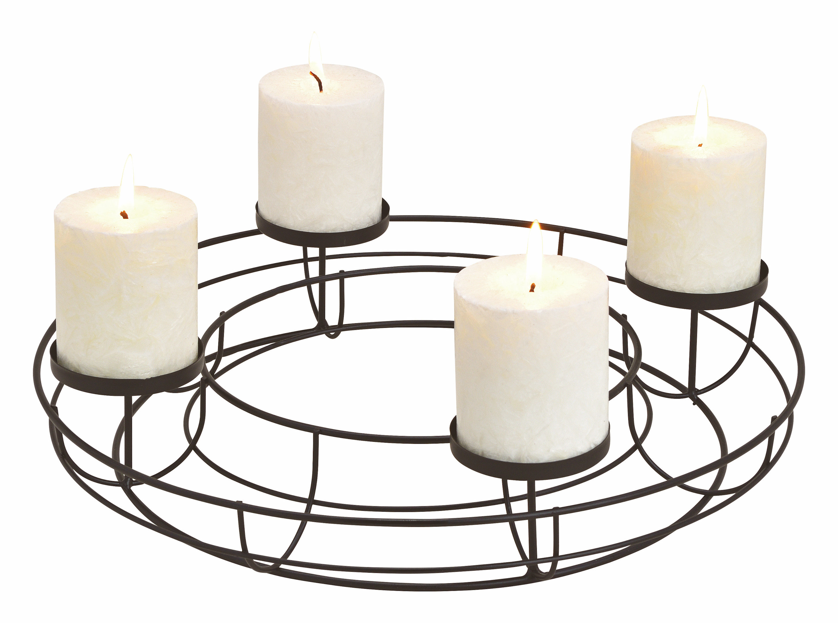 Adventskranz aus Metall in schwarz - Ø 38 cm - Kerzenhalter mit 4 Kerzentellern