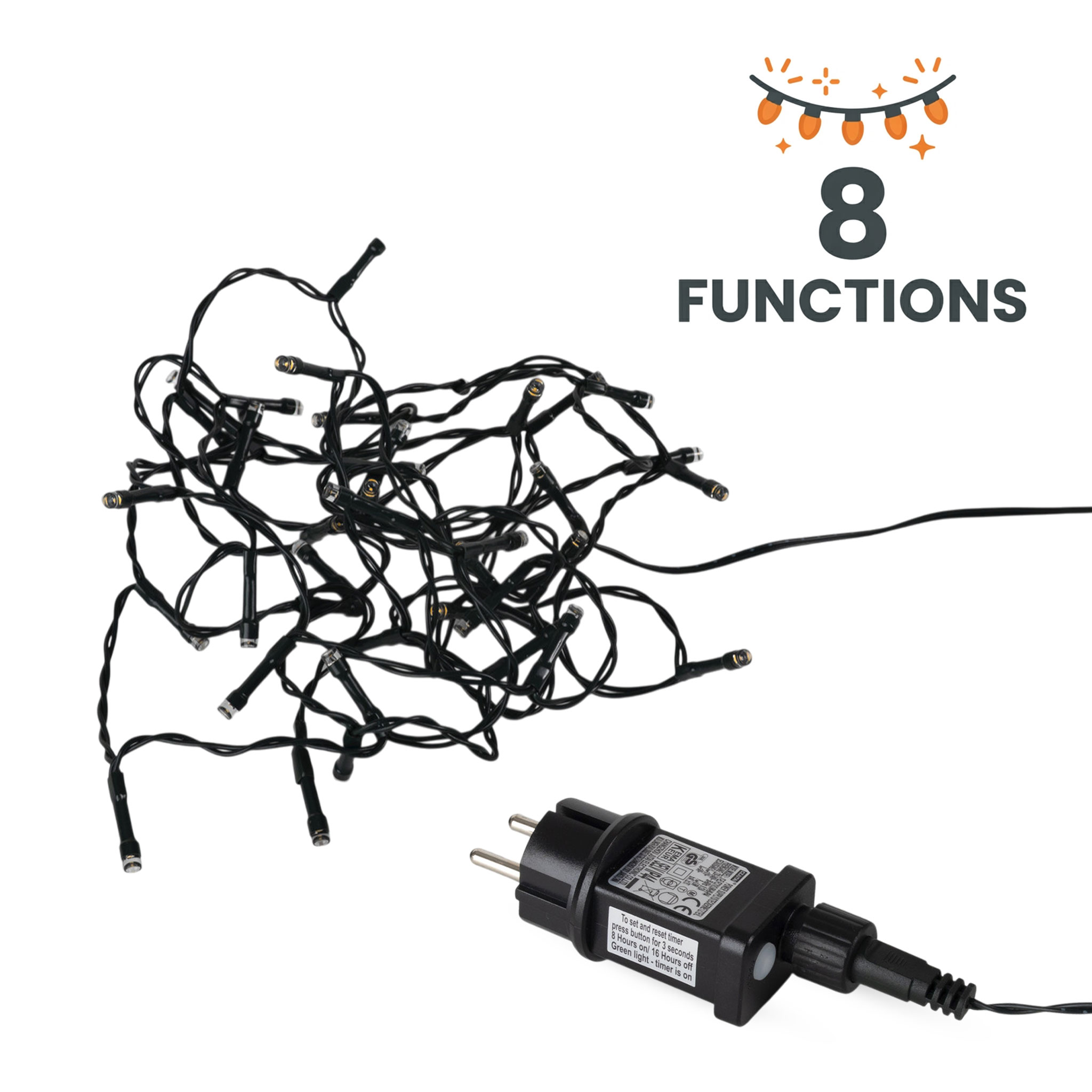 Weihnachts Lichterkette 40 LED - (kalt) weiß mit Timer