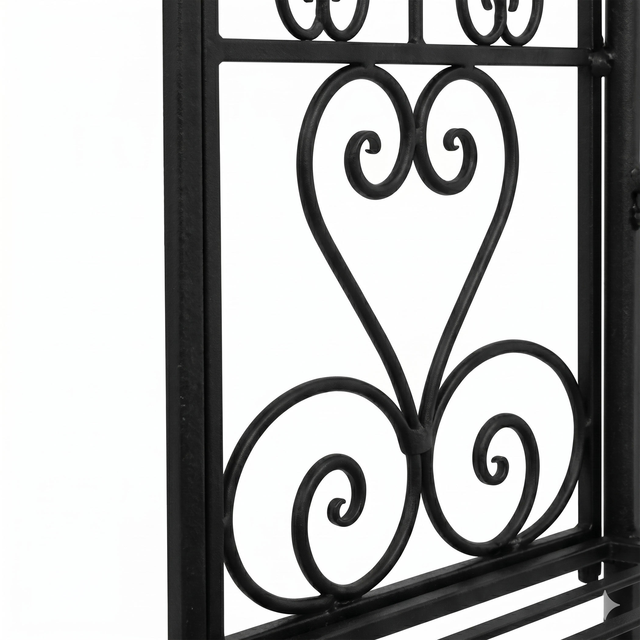 Metall Gartenbank 2-Sitzer schwarz mit Rosenbogen - 200 x 124 cm - Garten Sitzbank belatbar bis 150 kg wetterfest mit Rankgitter
