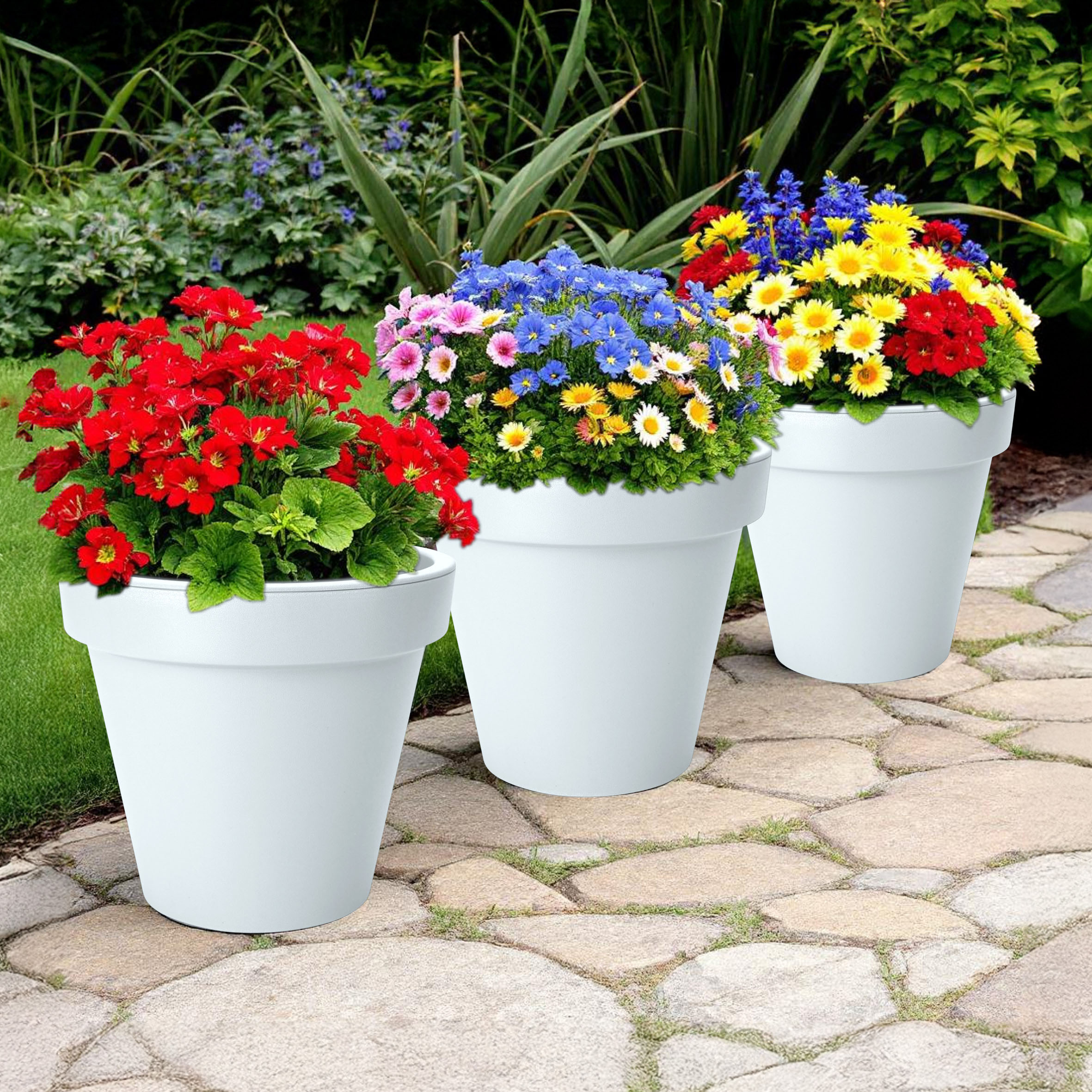 Kunststoff Pflanzkübel S rund Ø 30 cm - weiß - Blumenkübel groß für Außen und Innen