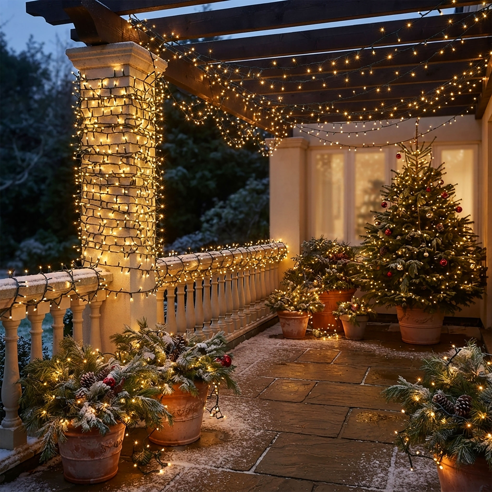 Lichterkette mit 700 LEDs ca. 14 m mit Controller und Speicherchip - Farbe: extra warmweiß