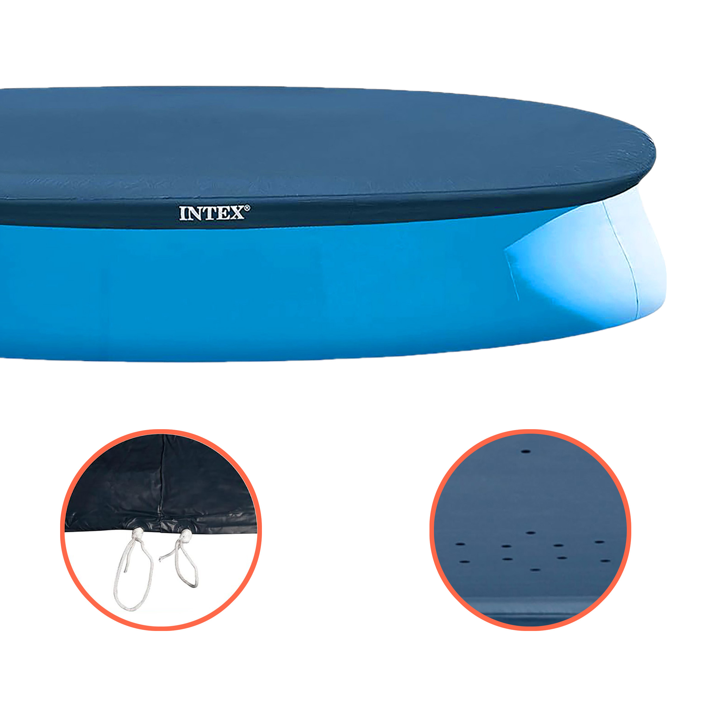 Intex Poolabdeckung rund blau - 424 cm - Schutzplane für Easy Set Pools