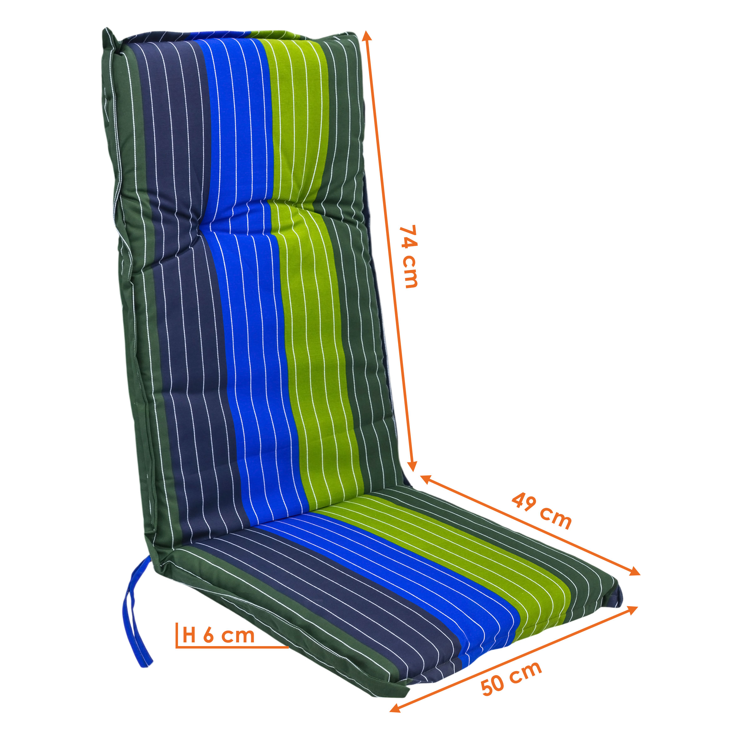 Universal Hochlehner Polster Auflage 123 cm - 18 verschiedene Designs / Farben - Gartenstuhl Sitzkissen Stuhlauflage
