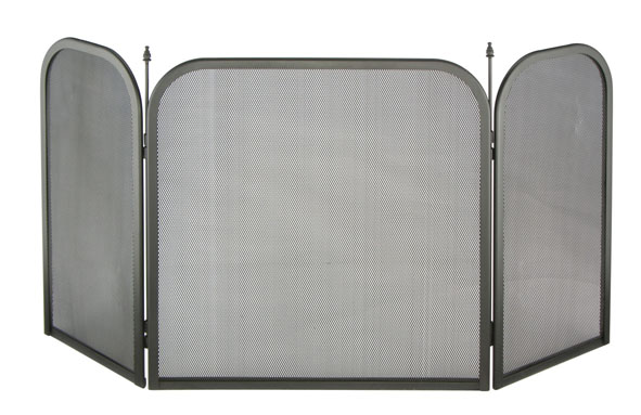 Kamin Funkenschutz aus Metall schwarz - 96,5 cm x 93 cm - Funken Schutz Gitter
