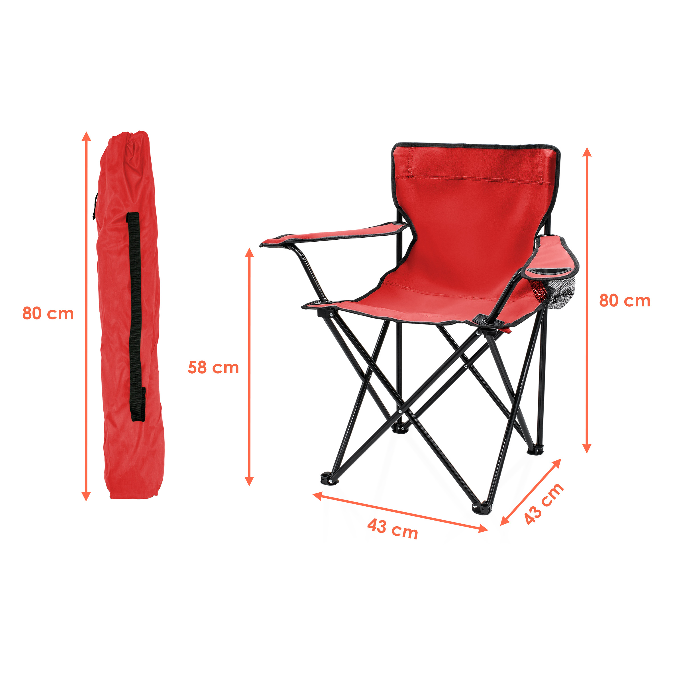 Campingstuhl mit Getränkehalter - 9 verschiedene Farben - Camping Strand und Garten Klappstuhl