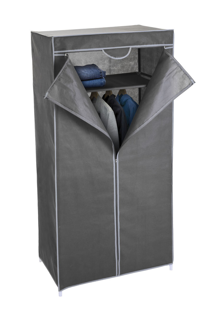 Stoff Kleiderschrank grau 160 cm - Stoffschrank Faltschrank Garderoben Schrank