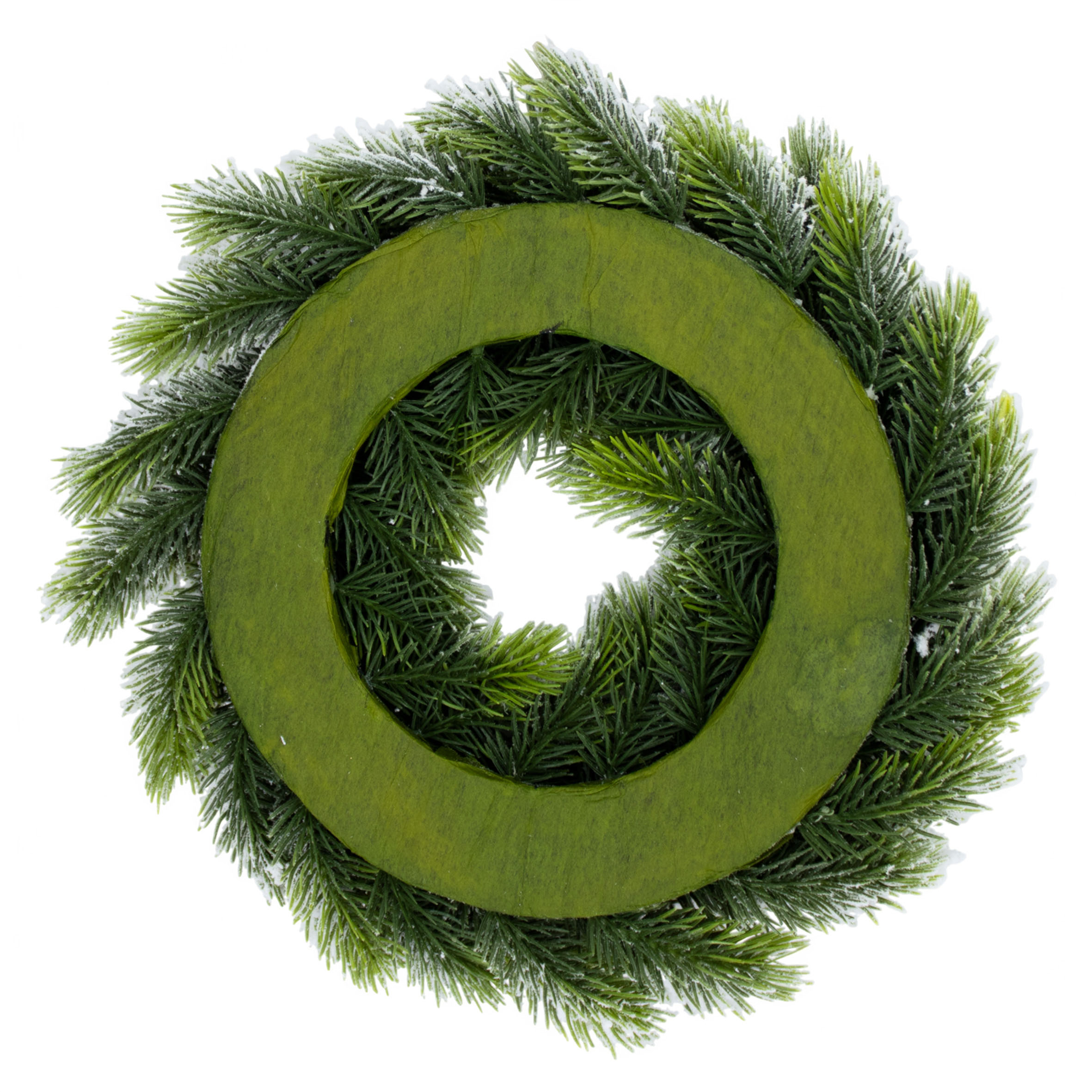 Künstlicher Weihnachtskranz halbgebunden mit Kunstschnee - 30 cm - Hochwertiger Adventskranz mit naturgetreuen Tannenspitzen