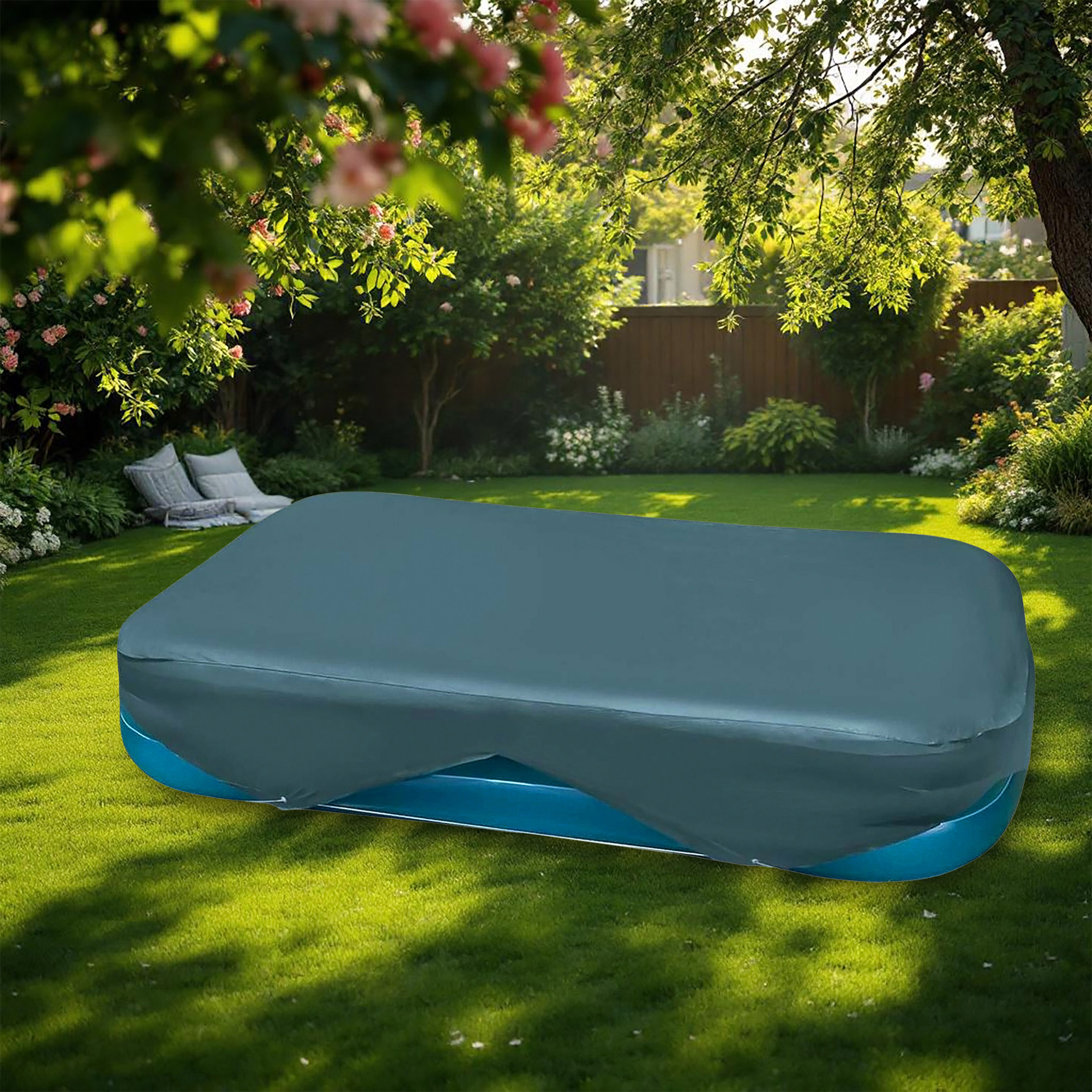 Intex Poolabdeckung rechteckig blau - 305 x 183 cm - Schutzplane für Schwimm-Center Falmily Pool