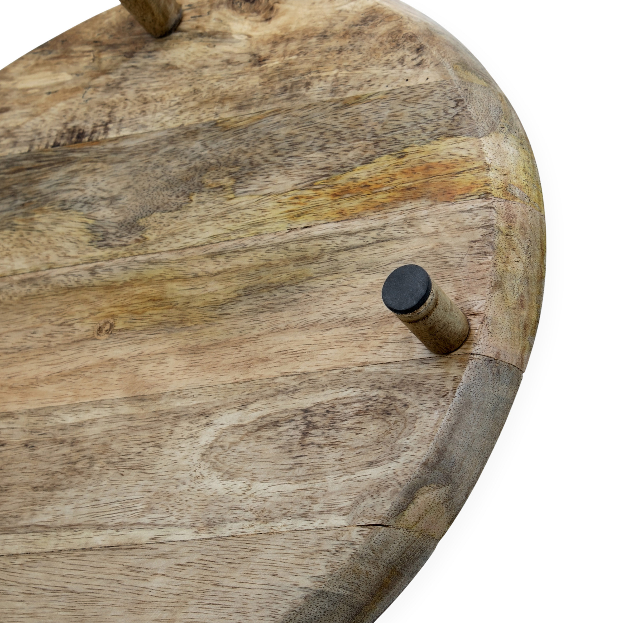 XL Mango Servierplatte rund auf Füßen - 38 cm - Massivholz Kerzenteller groß