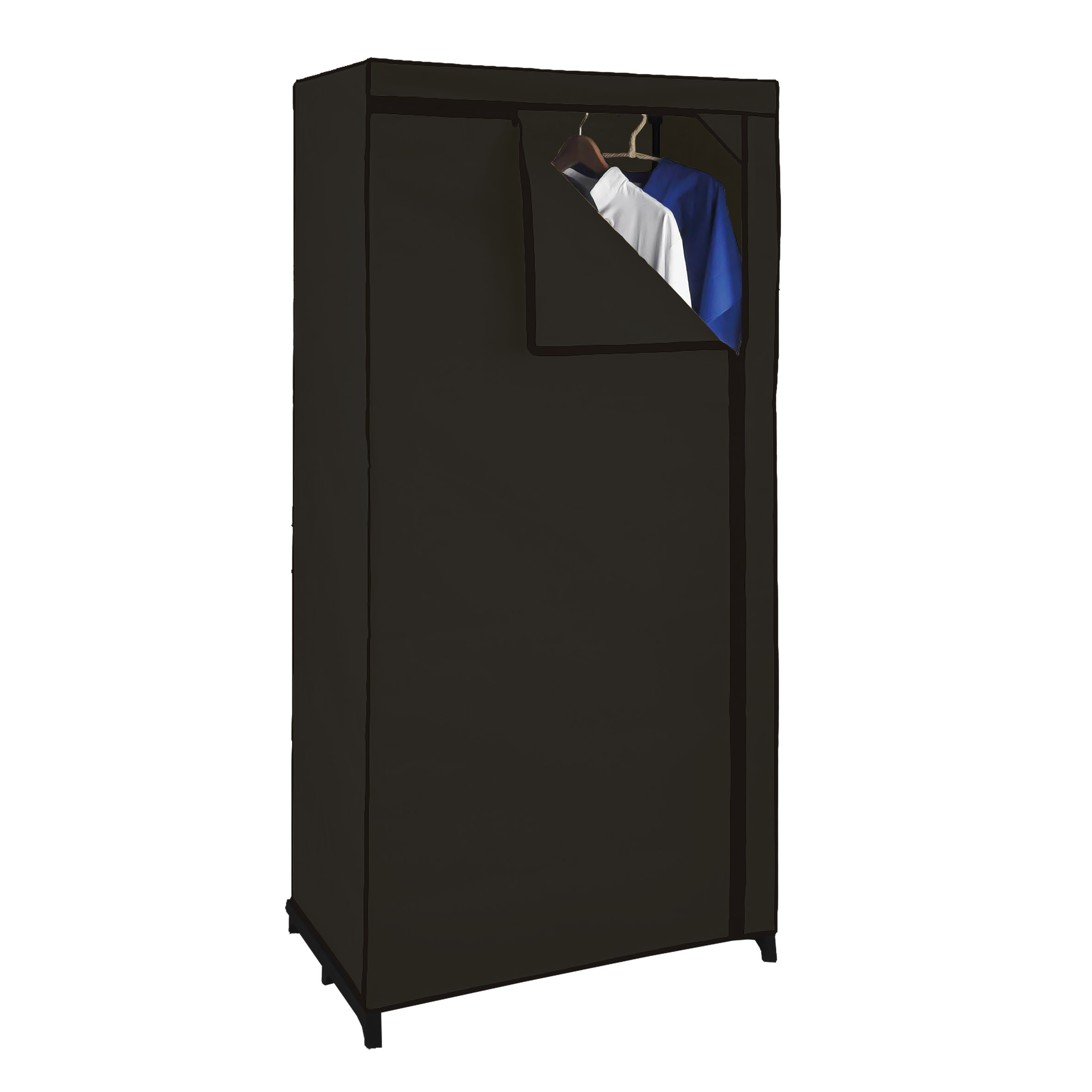 Stoff Kleiderschrank schwarz - 150 x 75 cm - Mobiler Schrank mit Kleiderstange