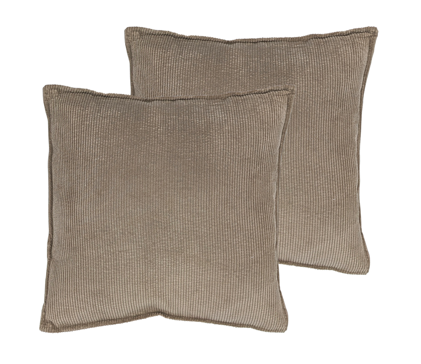 Cord Dekokissen 2er Set je 45 cm - kokossnuss braun / schwarz / braun - Zierkissen mit Füllung und Bezug - Kuschelkissen Sofakissen Rückenkissen