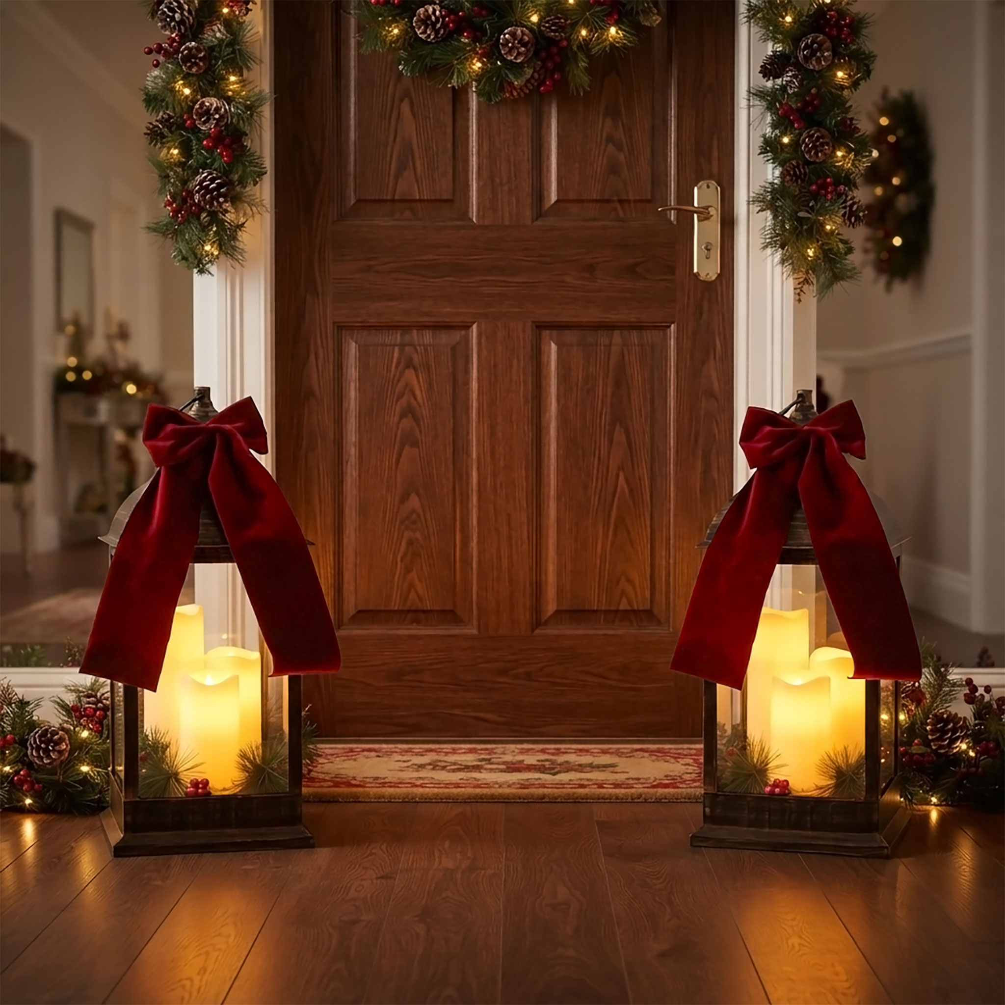 XXL Laterne antik bronze mit 3 LED Kerzen mit Timer Funktion für Außen - 60 x 23 cm - Kunststoff Windlicht warm weiß beleuchtet batteriebetrieben