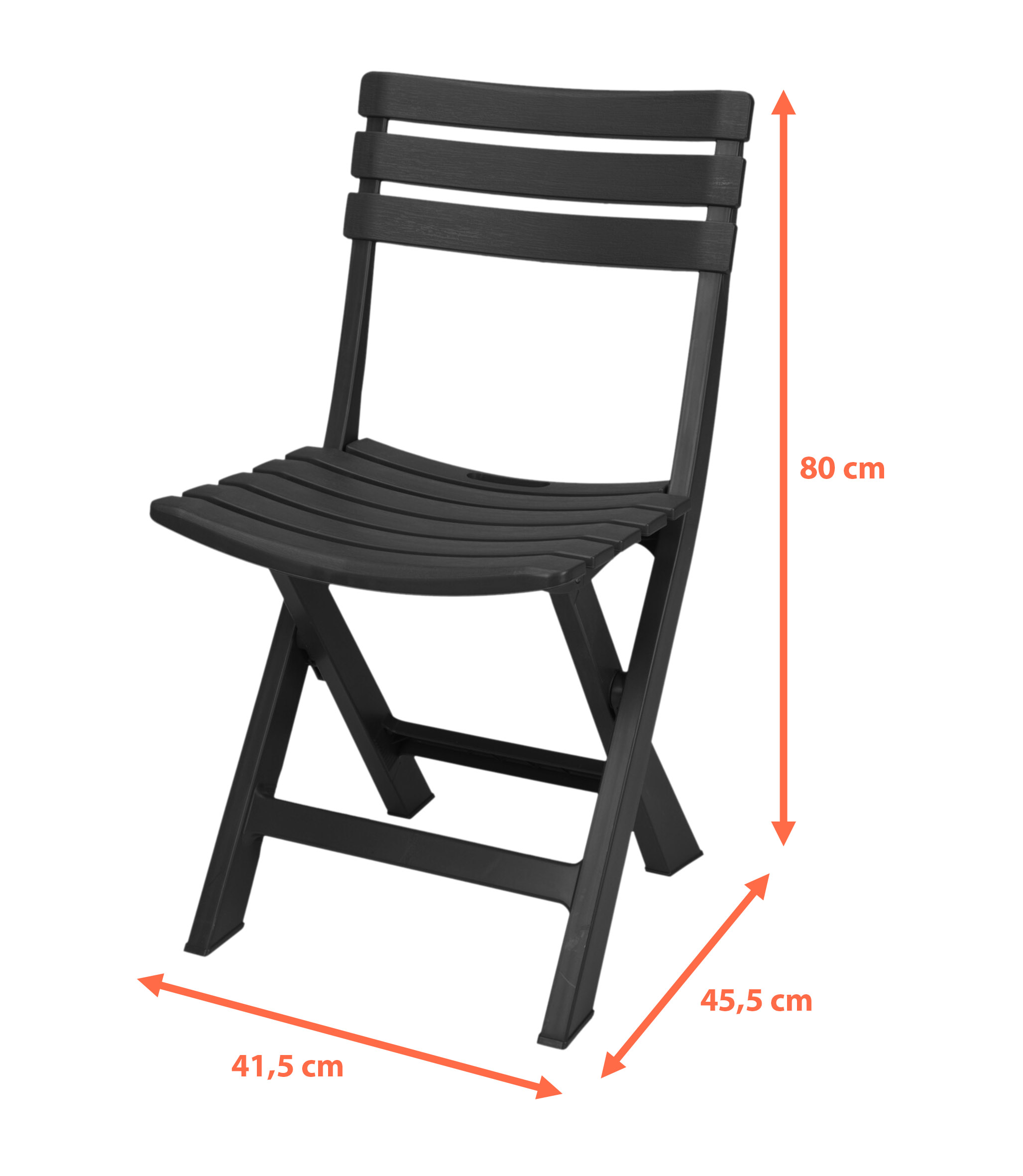 Kunststoff Klappstuhl 80 x 45 cm - 6 verschiedene Farben - Garten Bistrostuhl klappbar