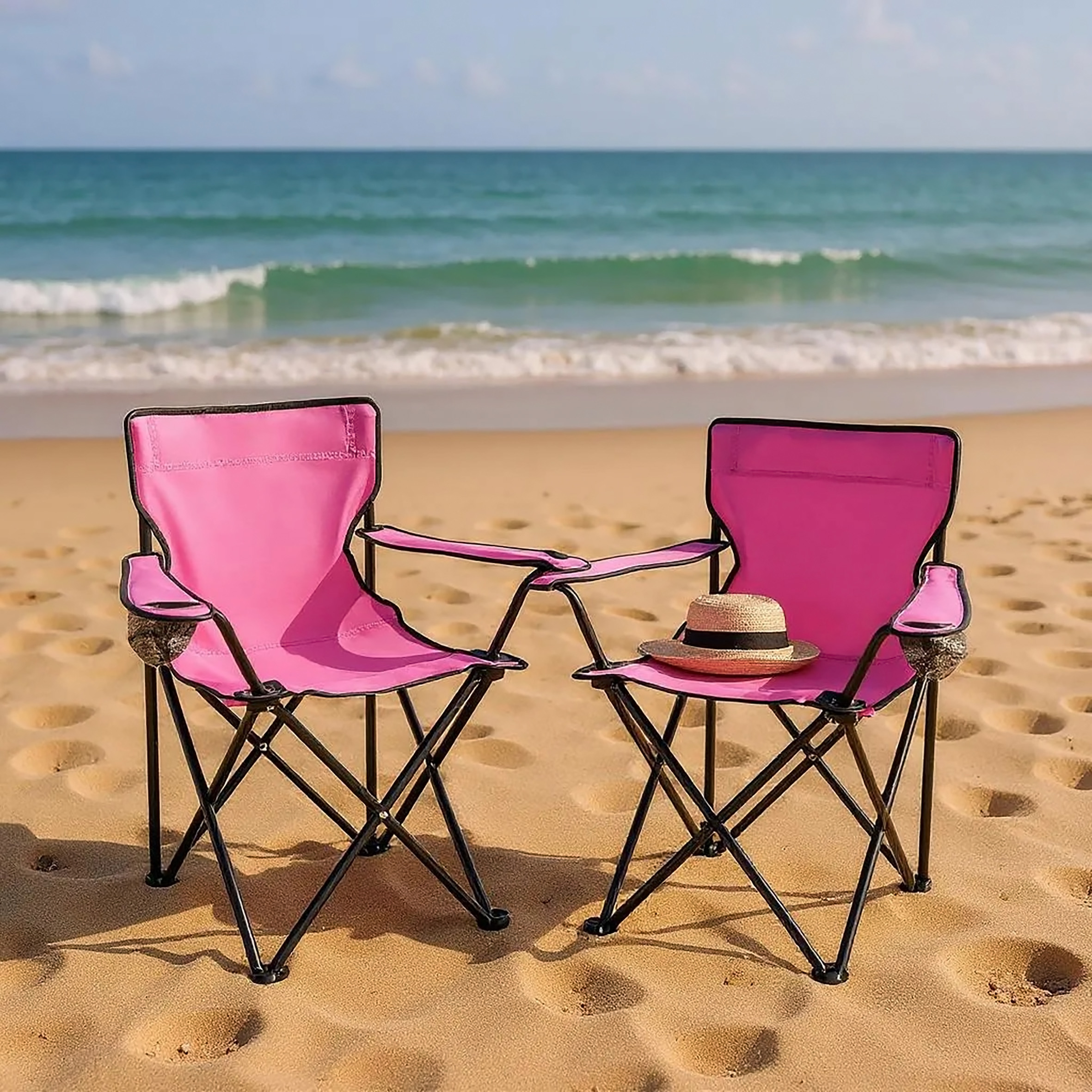 Campingstuhl mit Getränkehalter - 9 verschiedene Farben - Camping Strand und Garten Klappstuhl