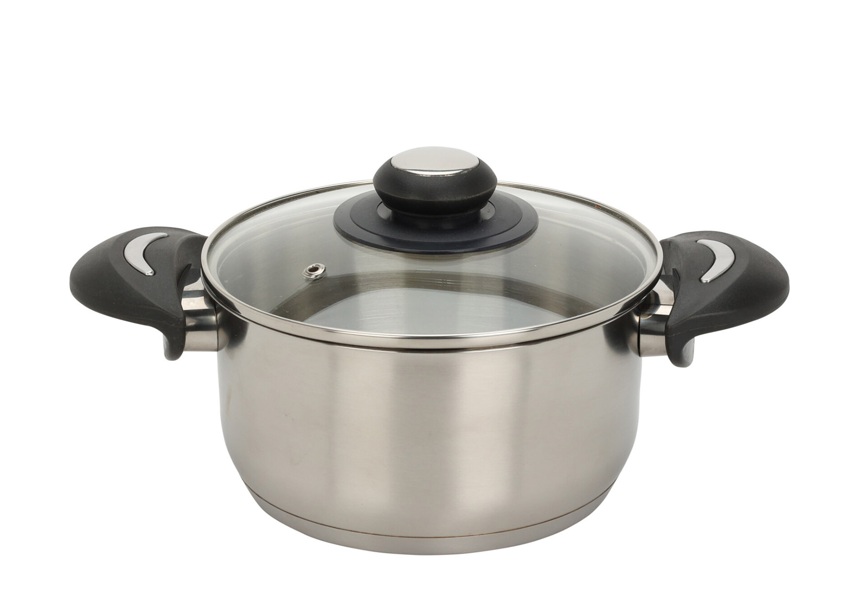 Edelstahl Kochtopf mit Glasdeckel - 1,4 bis 5,4 L - Universal Küchentopf mit Griffen