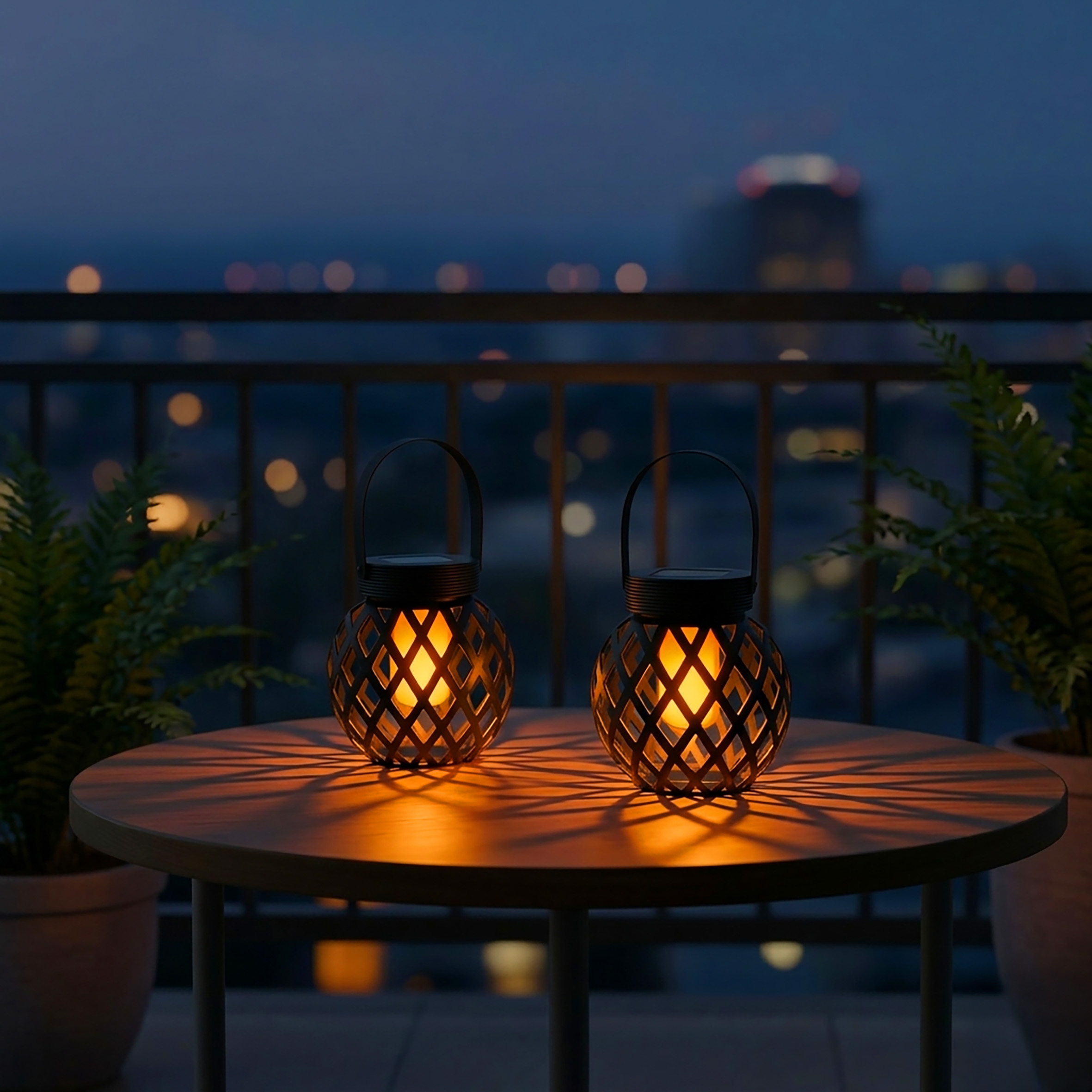 Solar Hängeleuchte 13 x 11 cm mit Flammeneffekt - 2er Set - LED Laterne zum Hängen für Außen