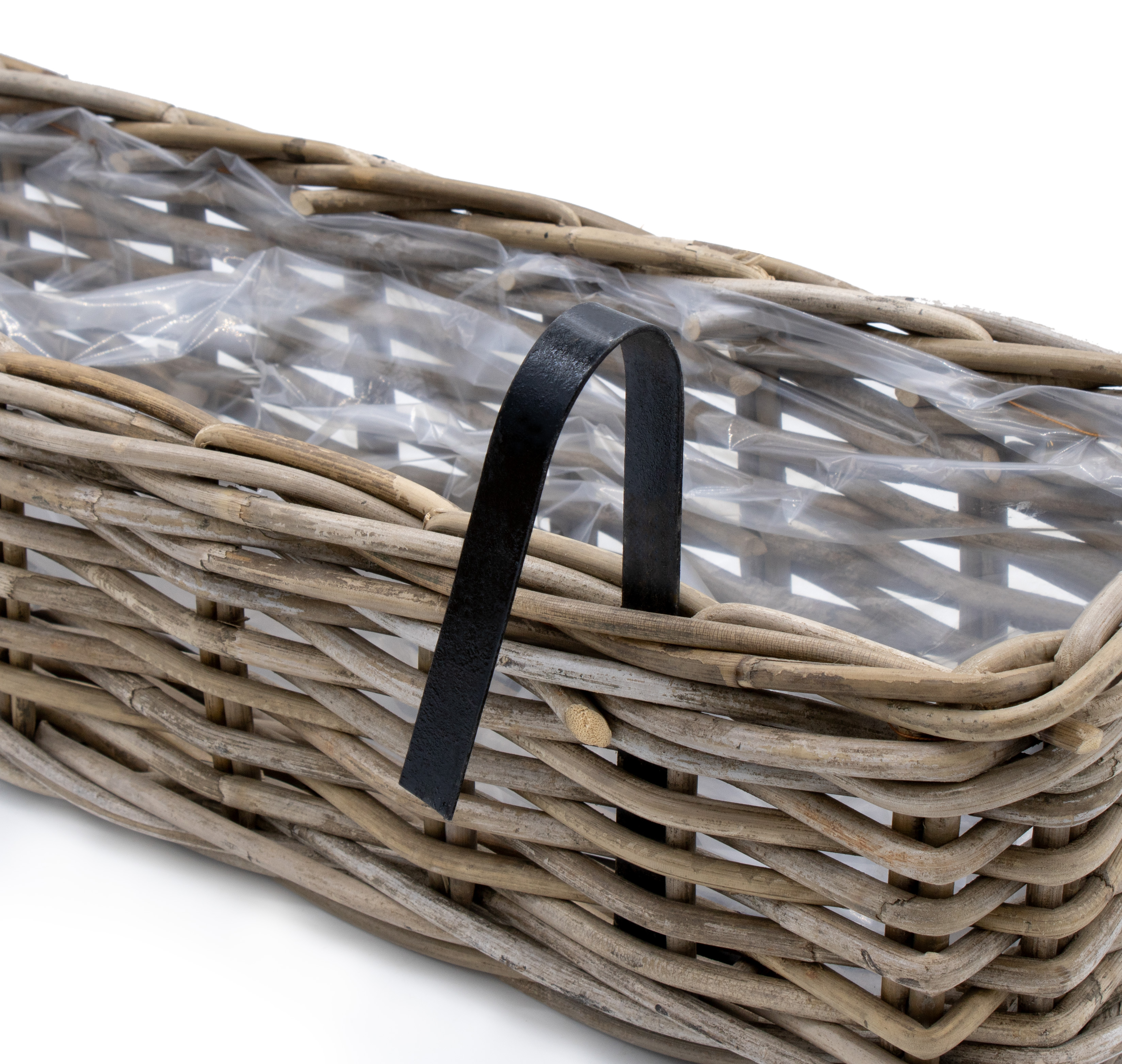 Rattan Balkonkasten natur - 44 x 17 cm - Weide Pflanzkorb mit Halterung