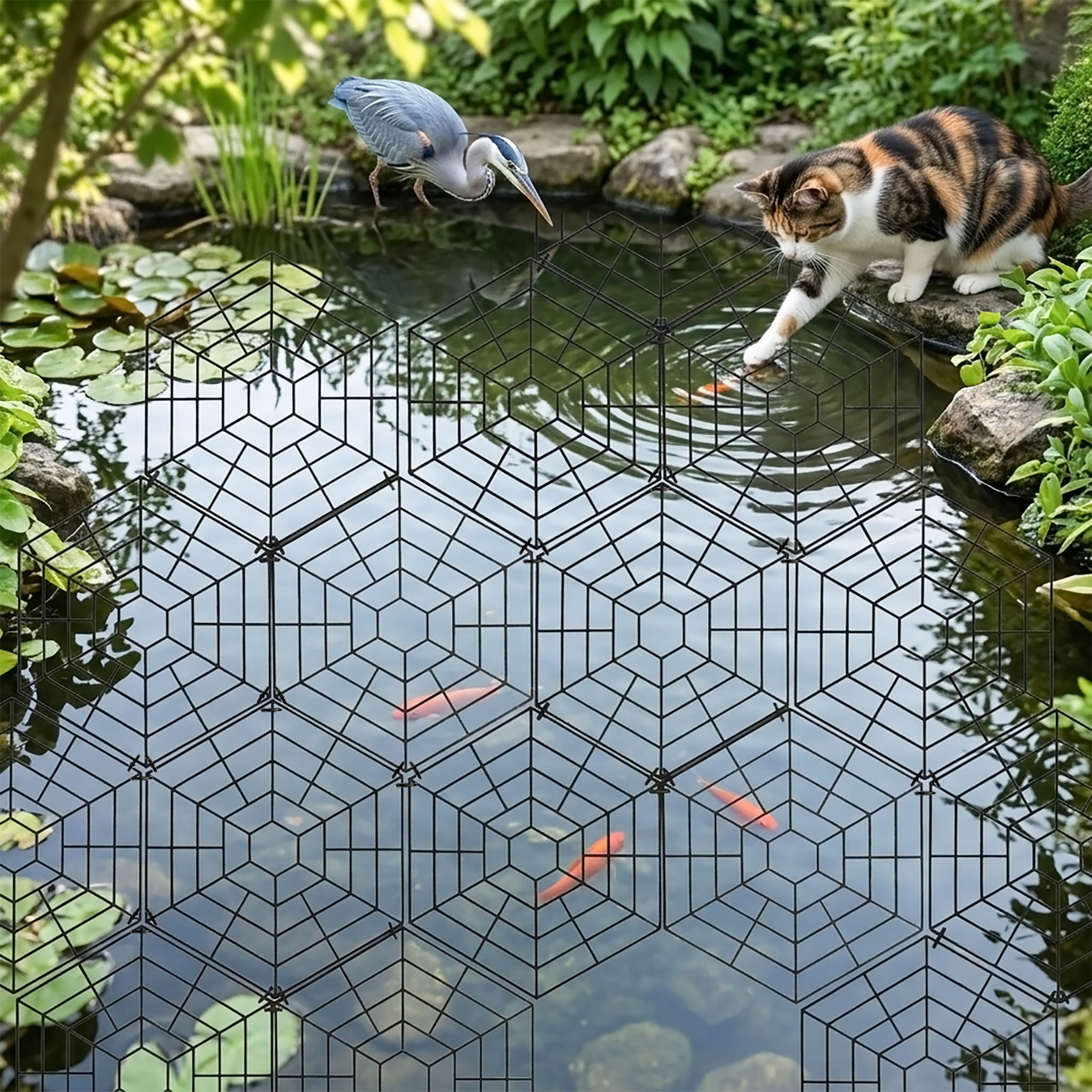Teichschutzgitter schwimmend 31 x 27 cm schwarz - 20 Stück - Schutzgitter für Gartenteiche zur Vogelabwehr