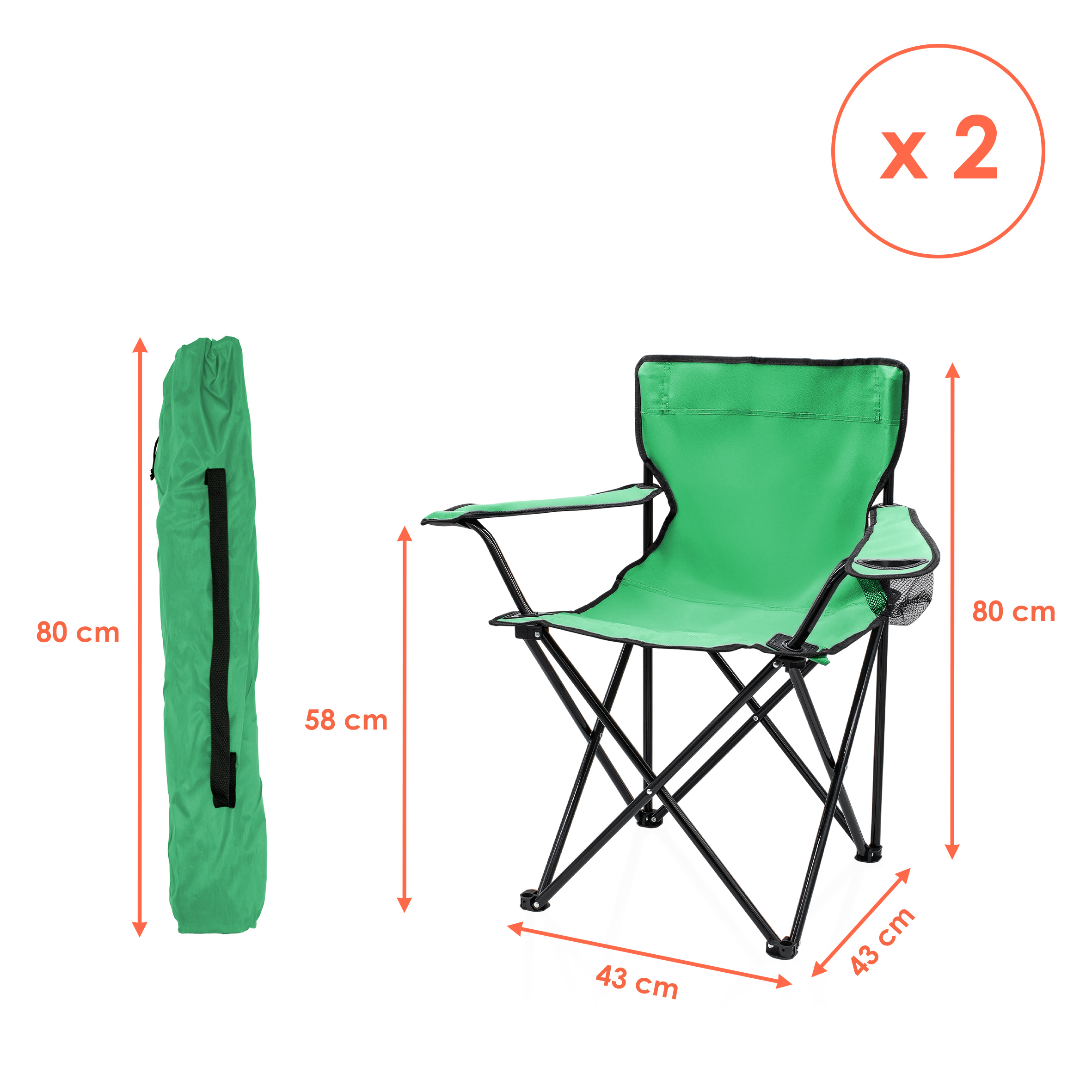 Campingstuhl mit Getränkehalter - 9 verschiedene Farben - Camping Strand und Garten Klappstuhl