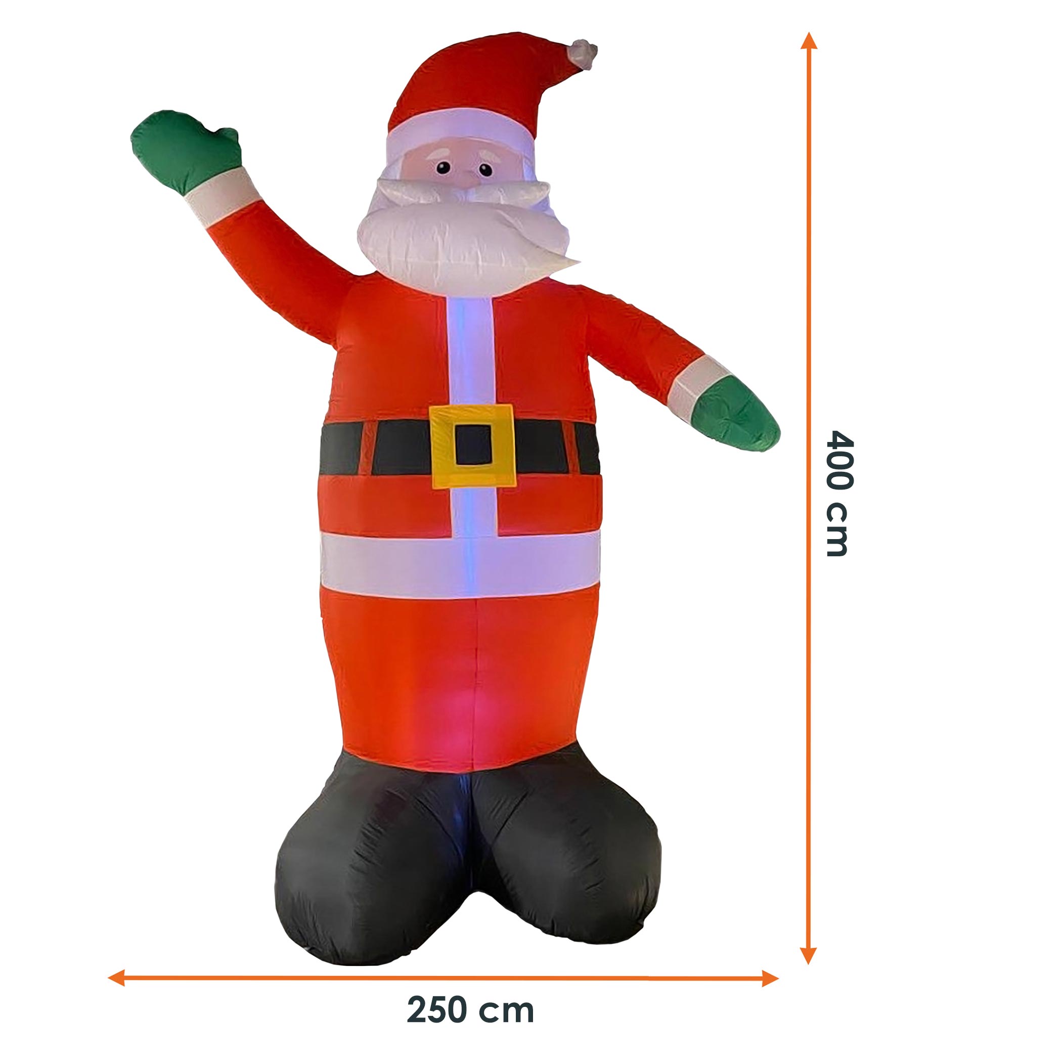 Aufblasbarer Weihnachtsfigur mit LED Beleuchtung selbstaufblasend mit bunten LEDs für Außen und Innen