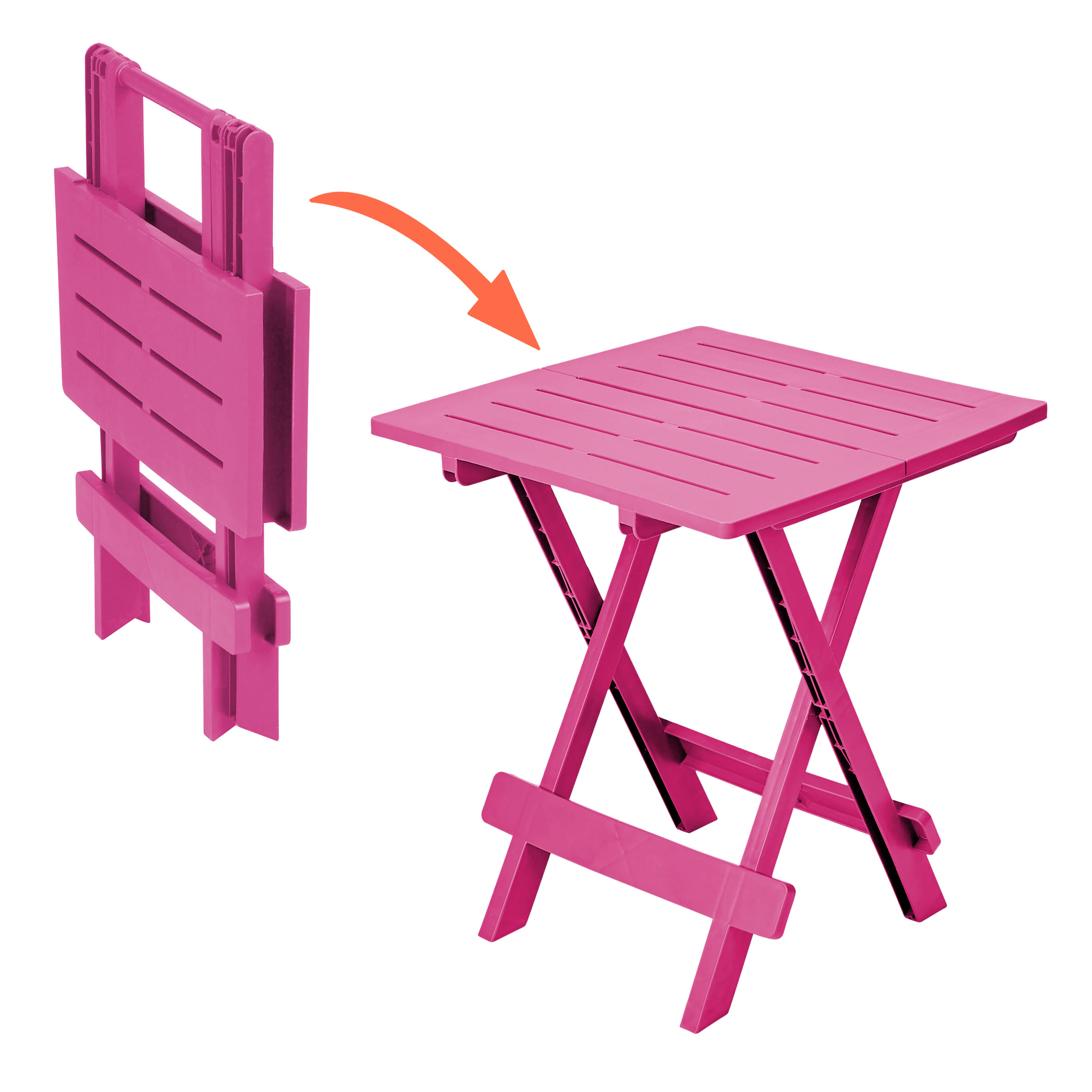 Kunststoff Klapptisch 45 x 43 cm - pink - Garten Beistelltisch klappbar