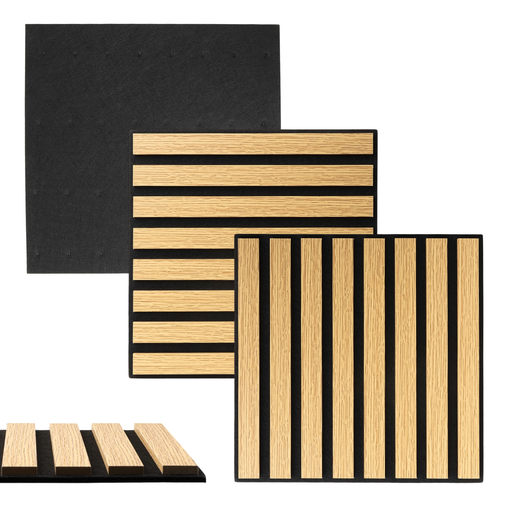 Akustikpaneele quadratisch in heller Holzoptik natur hell 30 x 30 cm als Schallabsorber - 4er Set - Deko Schallschutz Wandvertäfelung für 0,36 m²