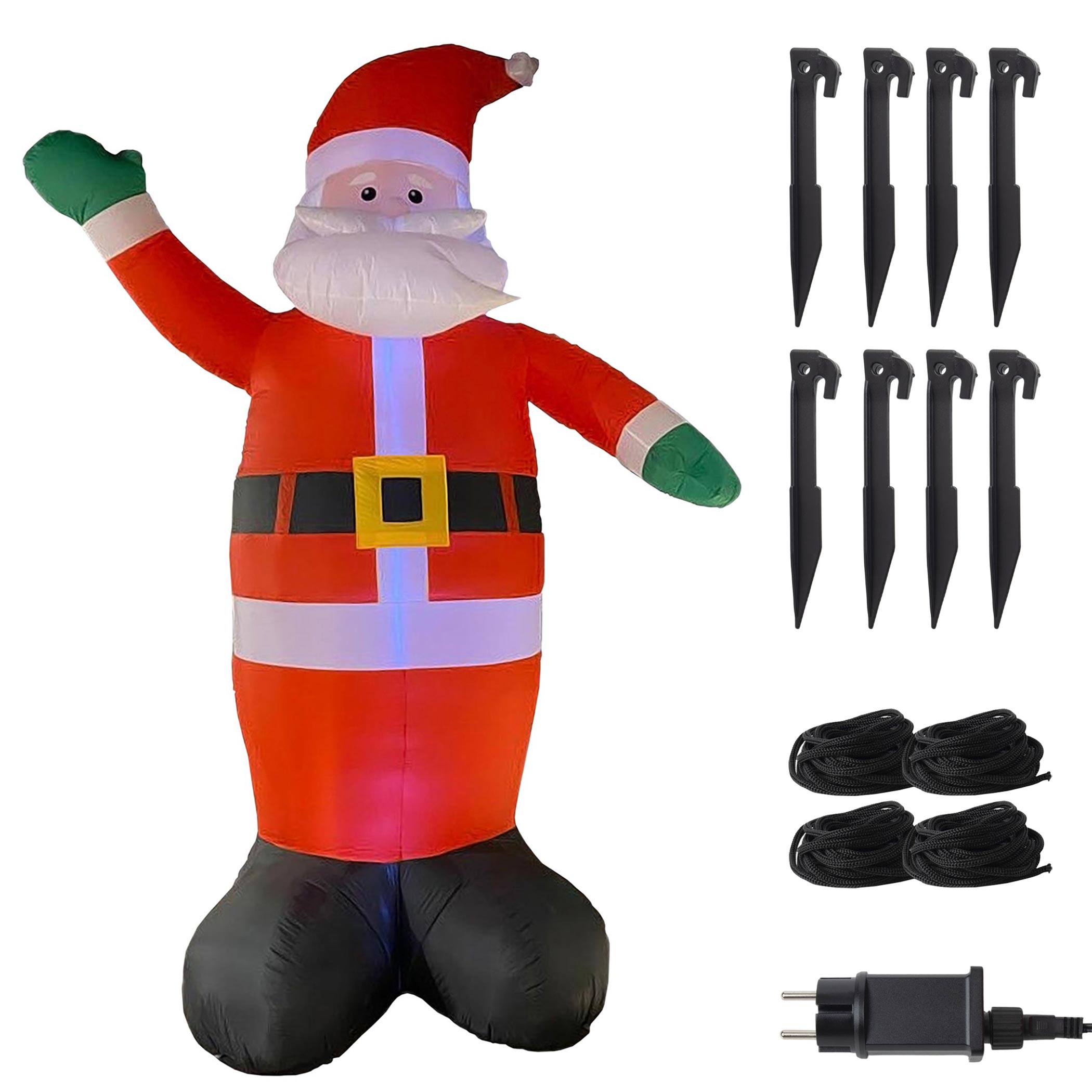 Aufblasbarer Weihnachtsfigur mit LED Beleuchtung selbstaufblasend mit bunten LEDs für Außen und Innen