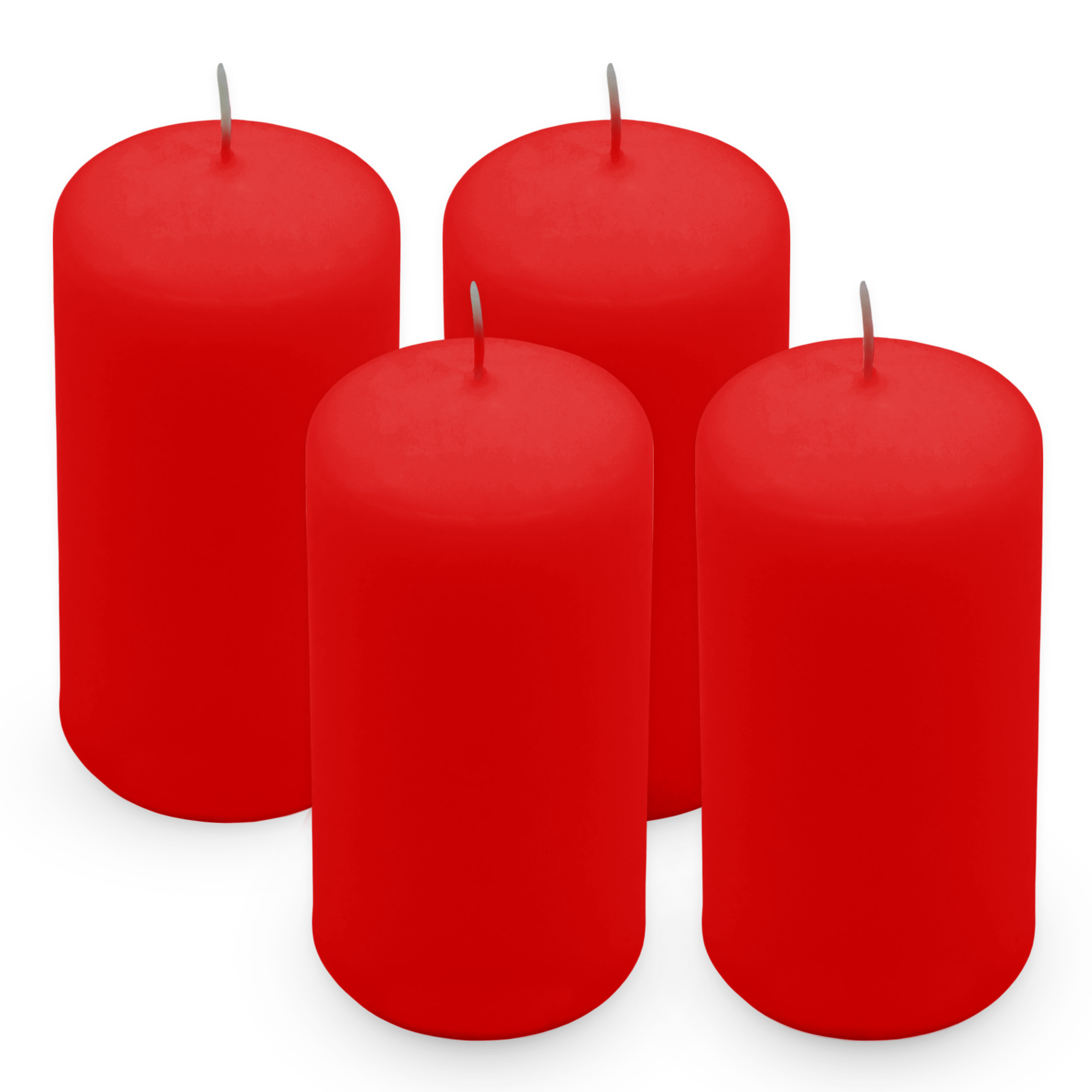 Echtwachs Stumpenkerze 4er Set 10 x 5 cm - rot - Blockkerze 10 cm für Adventskranz und Laternen