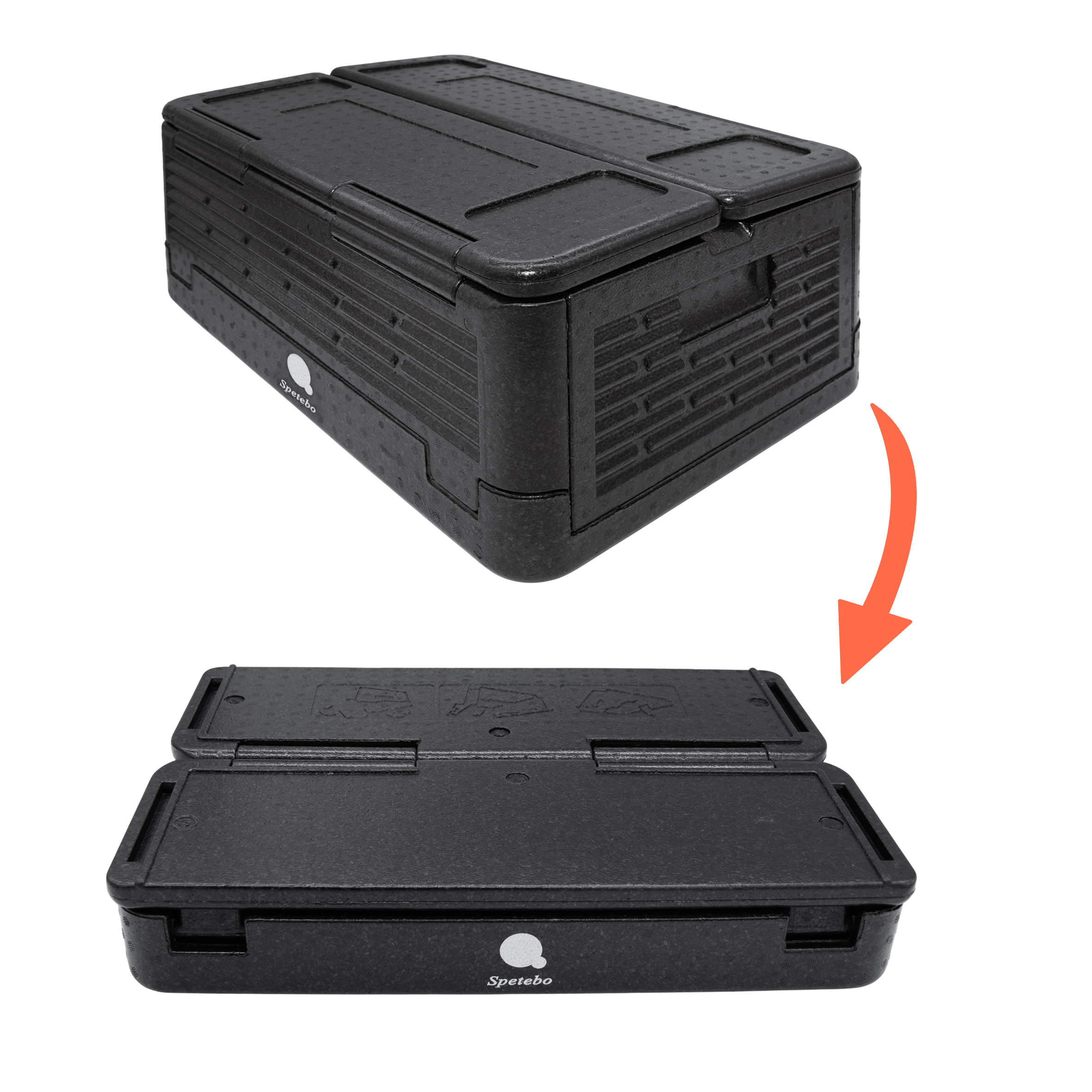 Thermobox faltbar schwarz zum Warmhalten und Kühlen - 42 L - Warmhaltebox für Essen klappbar 60 x 41 cm