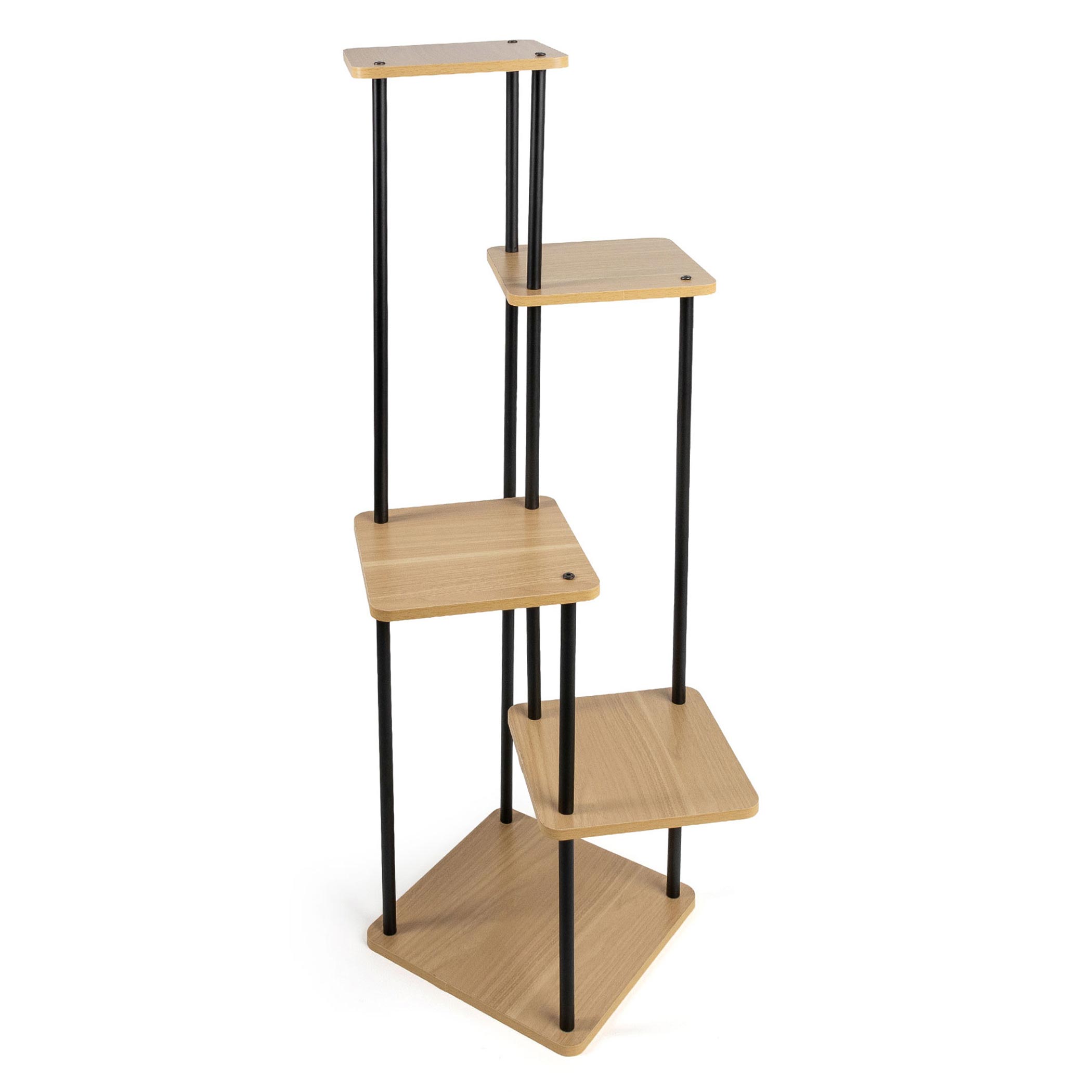 Metall Pflanzenständer schwarz 5 Ebenen aus Holz - 107 x 30 cm - Blumentreppe mit 5 Etagen für Zimmerpflanzen und Dekoration