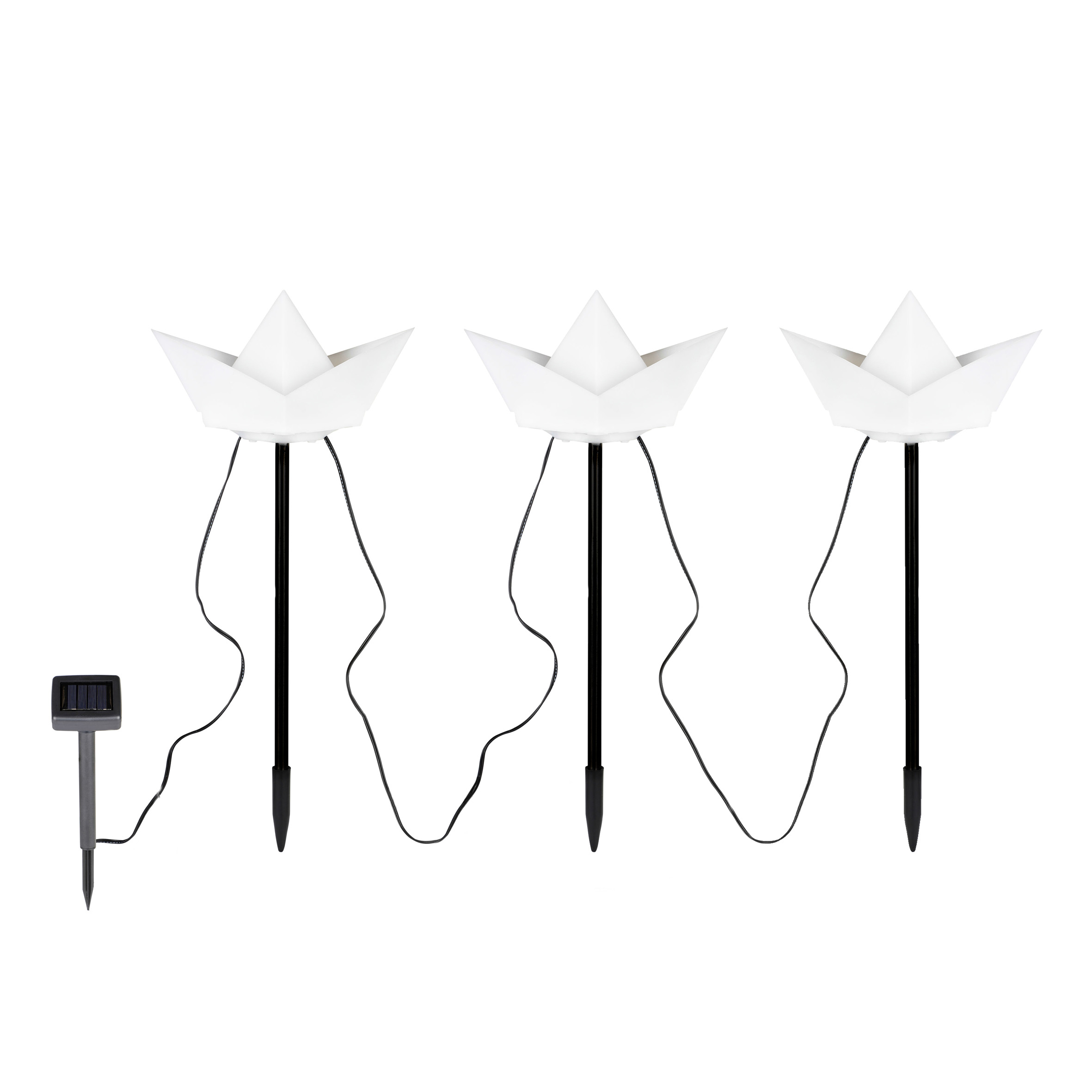 Solar Gartenstecker "Papierboot" - 3er Set - Deko Garten Beleuchtung mit LED in warm weiß