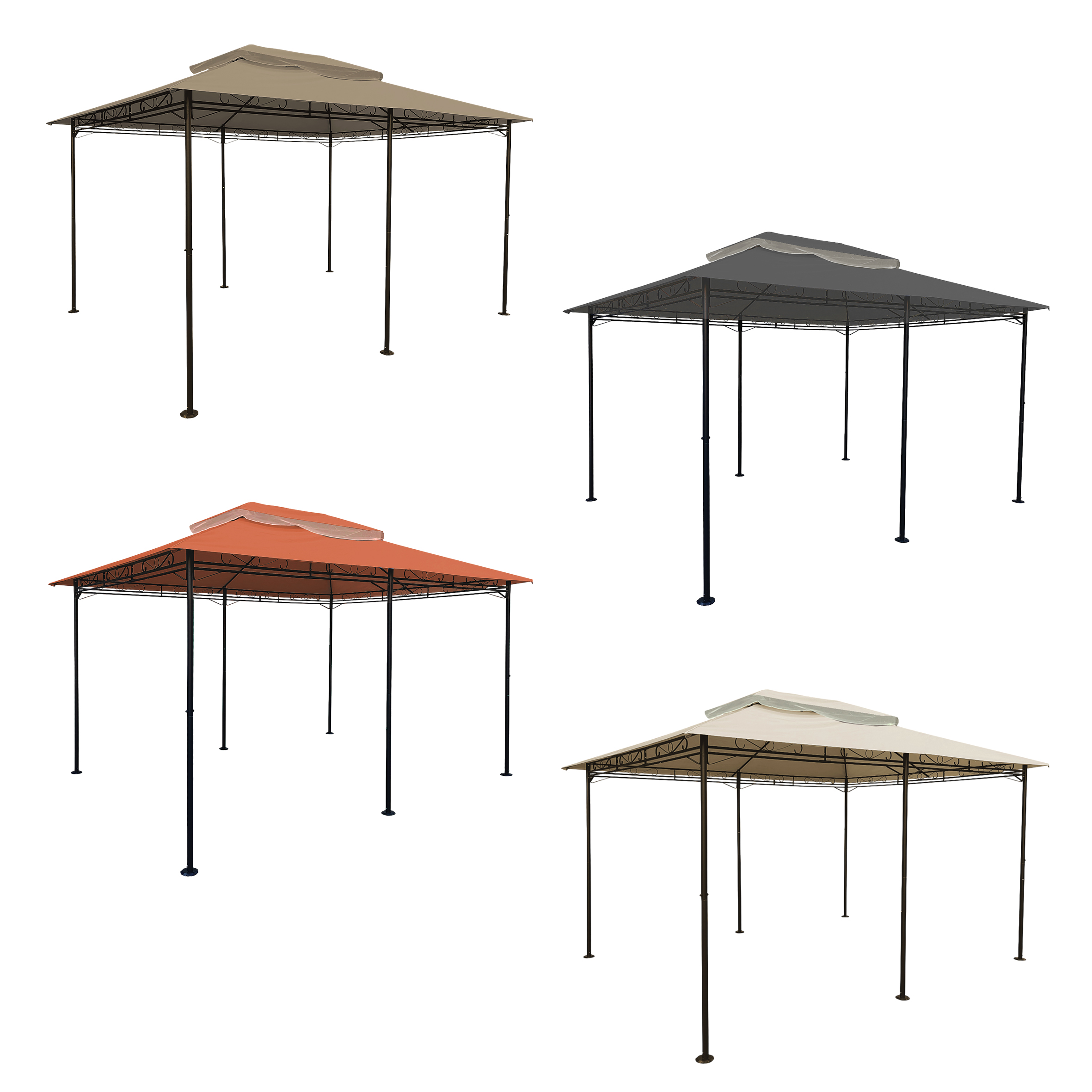 Dach für Pavillon 3x4 m, PVC beschichtet, wasserdicht - Farbe: wählbar